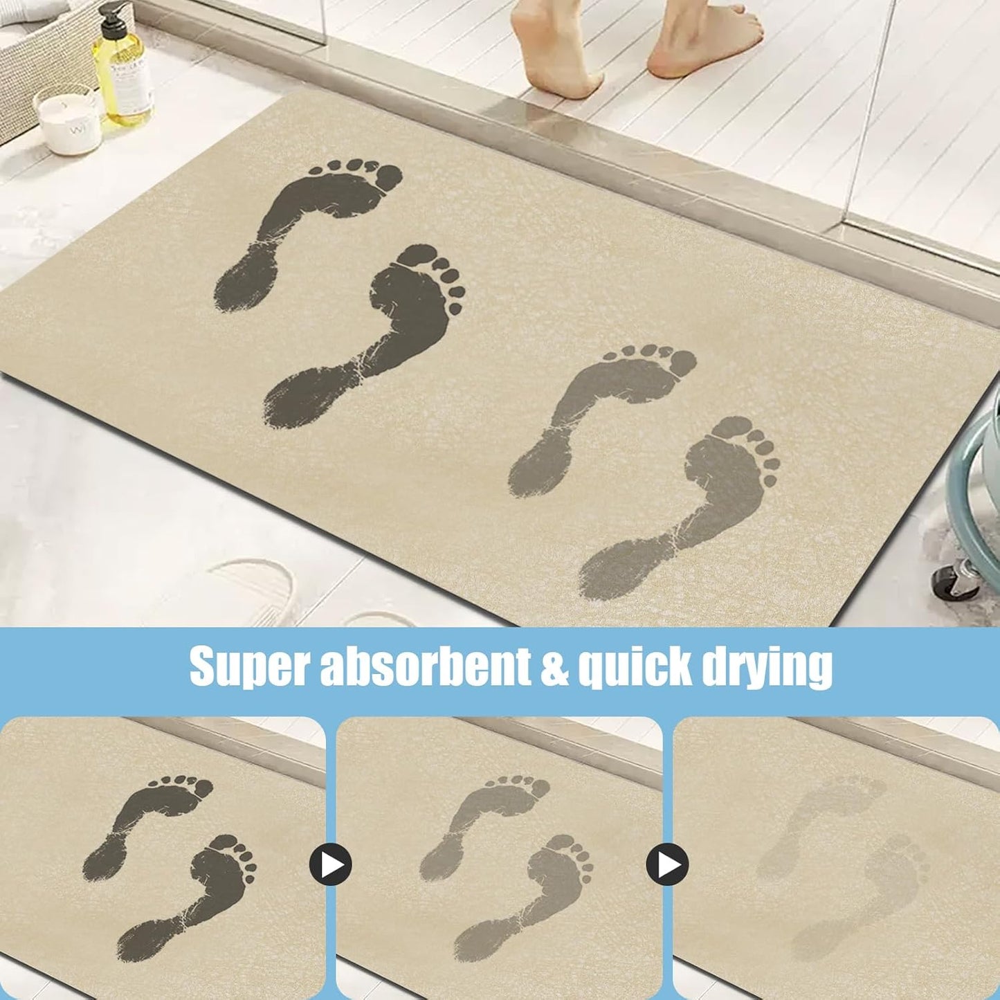 Diatomaceous Earth Bath mat Bathroom Rugs Super Absorbent Quick Dry Non Slip Bath Mat Thin Bathroom Floor Mats Fit Under Door-Shower Rug for in Front of Bathtub Shower, Coffee, 19.6"x31.5"
