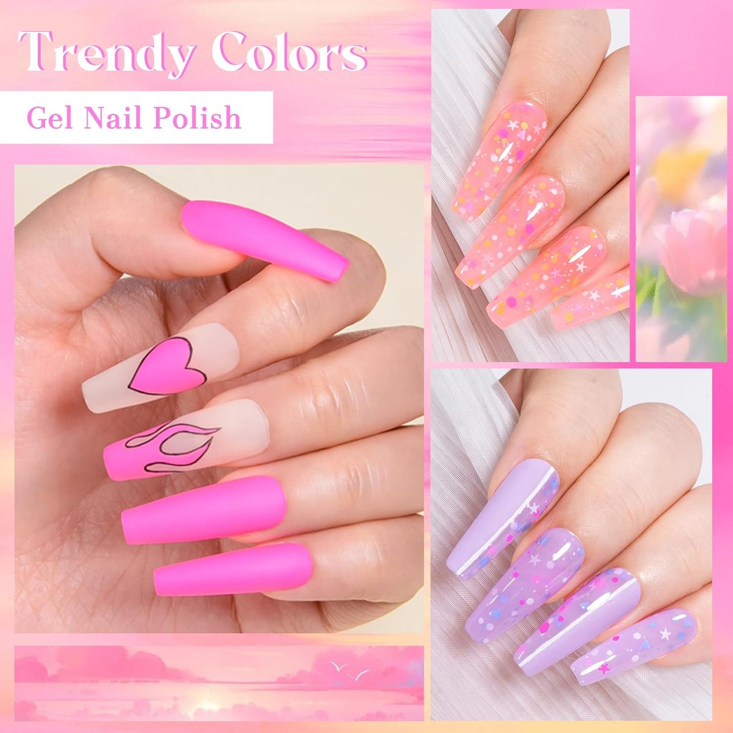 MEET ACROSS 9 Colors Gel Nail Polish + 3PCS Function Gel Nail Polish Kit,Fashion Nail Art Set Design Gifts for Women Manicure Salon (SET14, 12pcs)