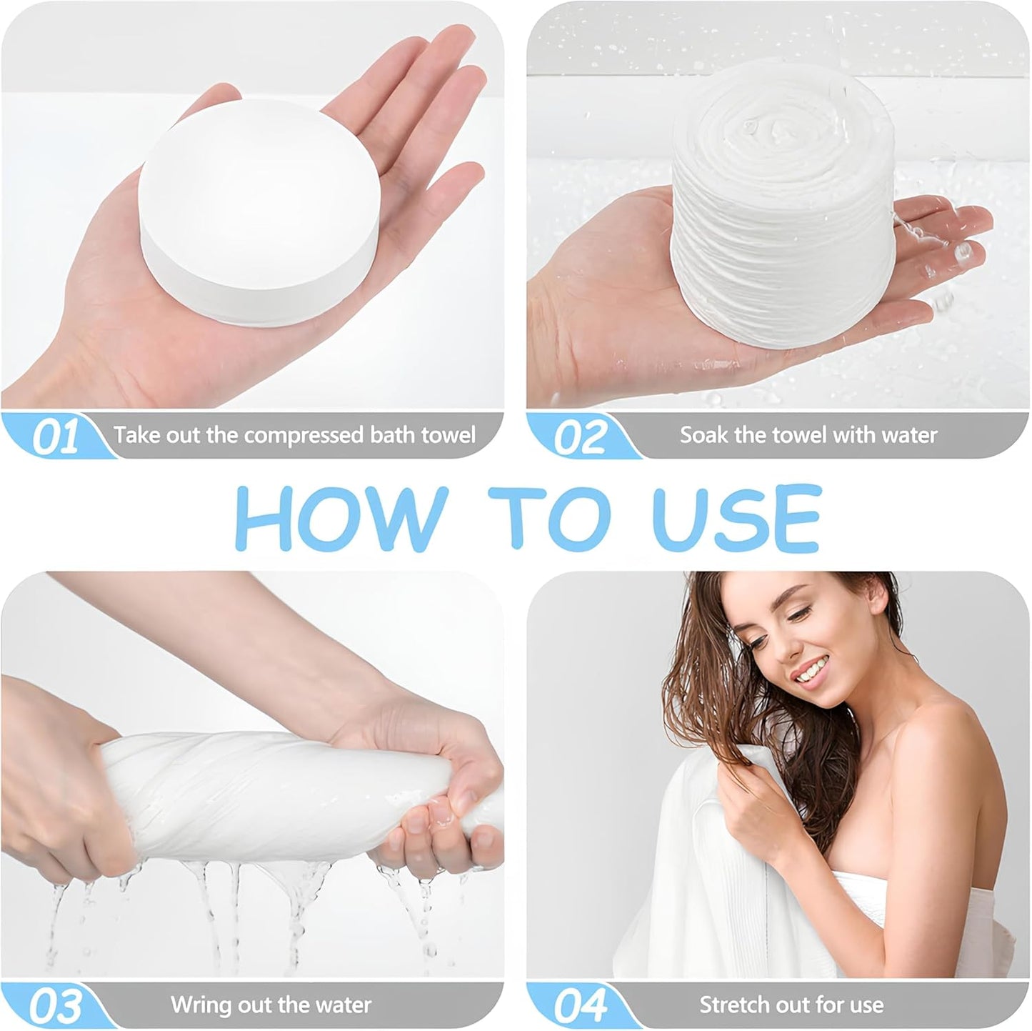 【10-PCS】Travel & Hiking Extra-Large Disposable Compressed Bath Towels，Disposable Bath Towels for Travel - 70×140cm, No Rinse, Quick-Dry, Hygienic & Space-Saving for Camping, Gym & Hotel Use