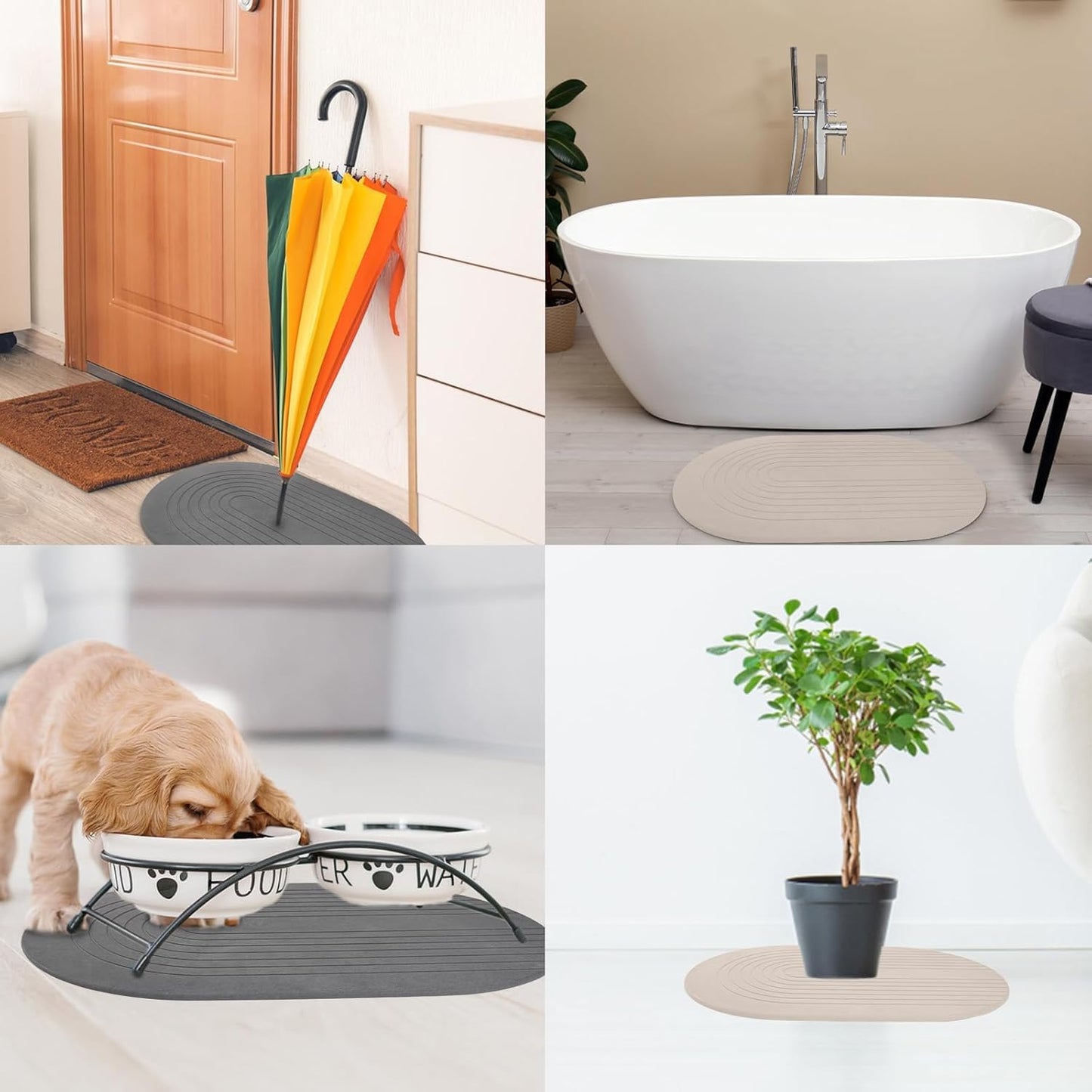 Elfcool Stone Bath Mat Diatomaceous Earth Shower Mat Non Slip Quick Dry Bath Stone Mat Super Absorbent Bathroom Floor Mat for Bathroom Kitchen Counter (Off White)