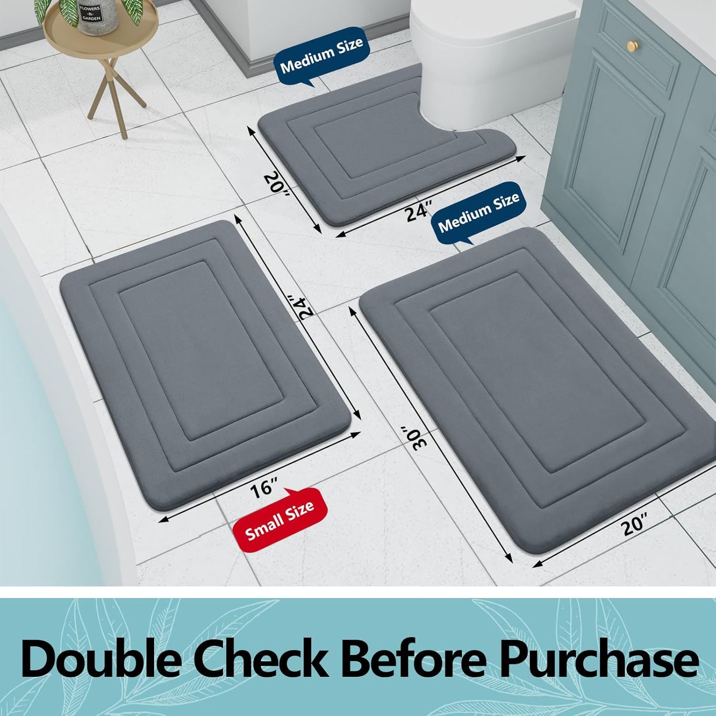 Arotive Memory Foam Bathroom Rug Mat 47x17, Ultra Soft and Absorbent Bath Mat, Machine Wash Dry, Comfortable Bath Rug Carpet for Bathroom Floor, Tub and Shower, Dark Grey