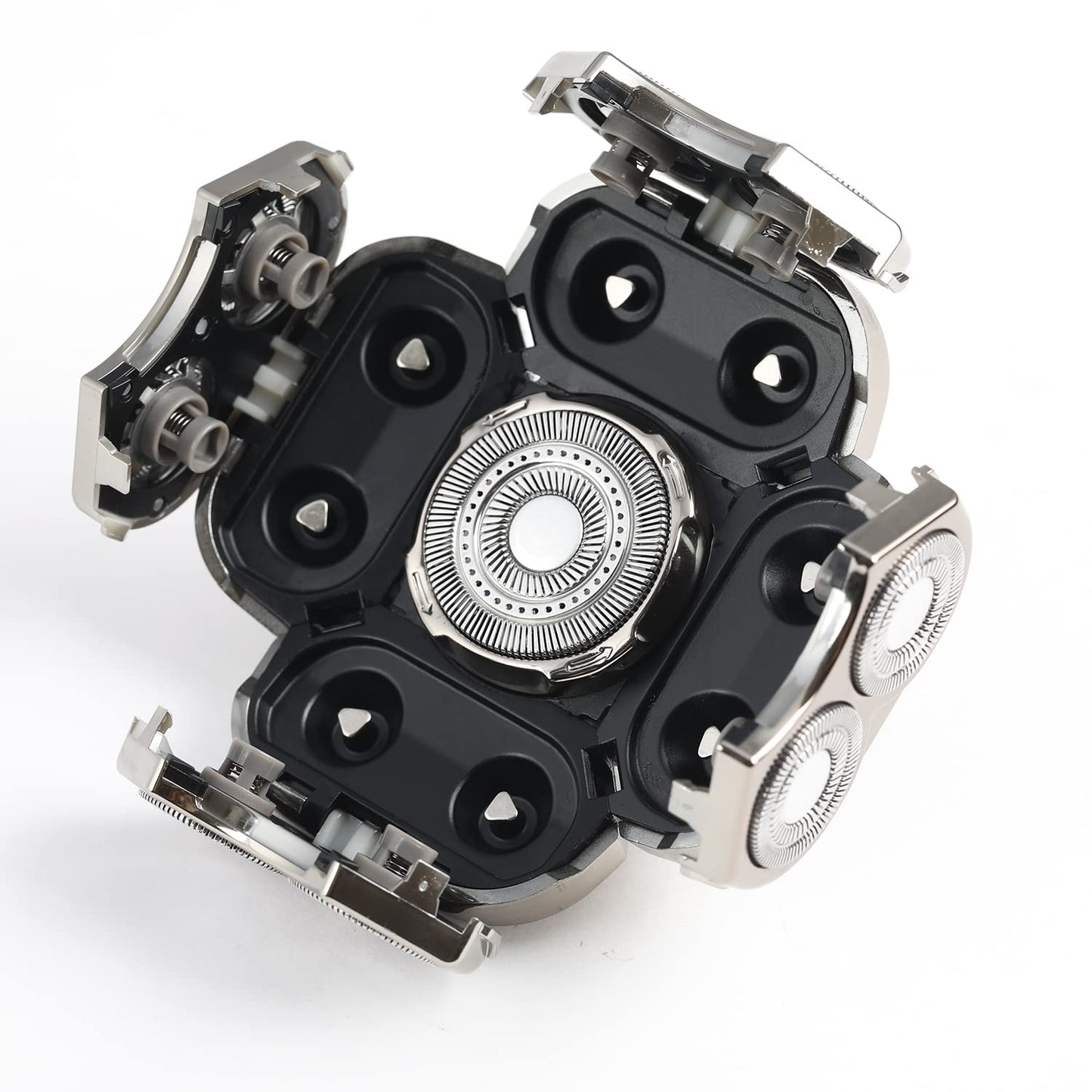 Men's Electric Shavers Replacement Heads 9 Blades Head Replaceable Alternate Floating Washable Electric Razor Shaver Head（Silver）