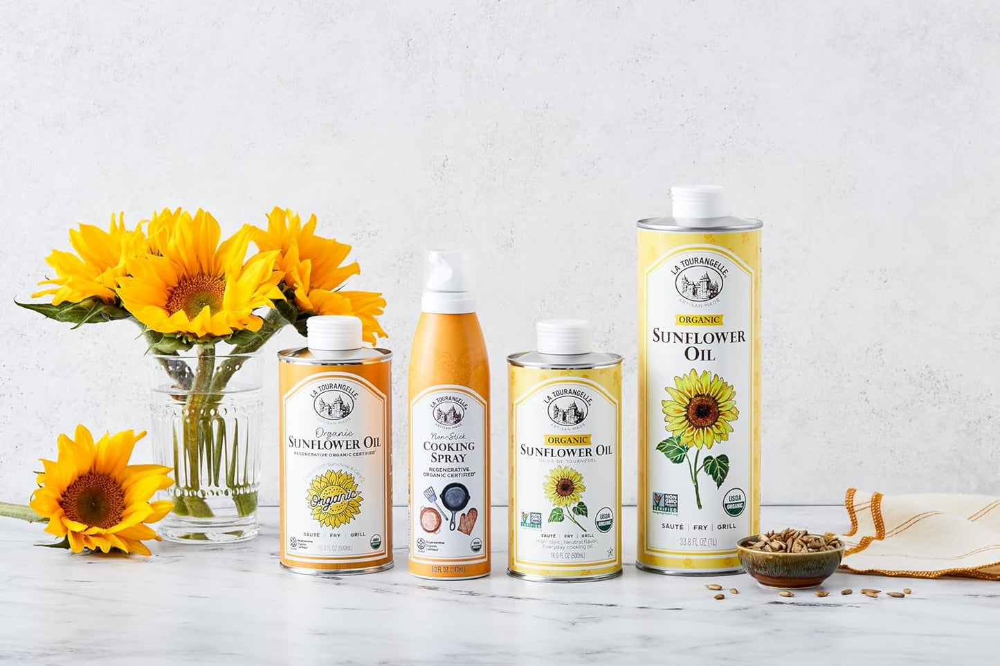 La Tourangelle, Organic Regenerative Sunflower Oil, High Heat Cooking and Skin Care Oil, Sustainable, Non-GMO, 16.9 fl oz