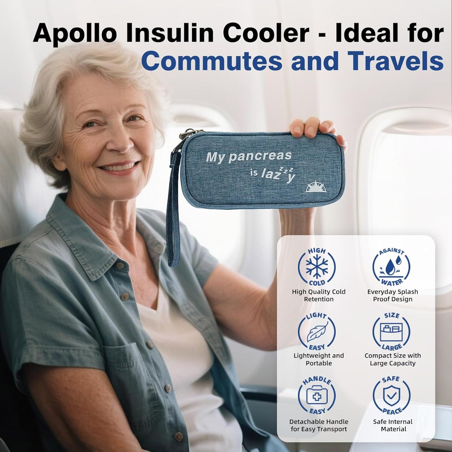 apollo walker Insulin Cooler Travel Case Diabetic Medication Cooler with Ice Packs and Insulation Liner Insulin Cooler Travel case TSA Approved