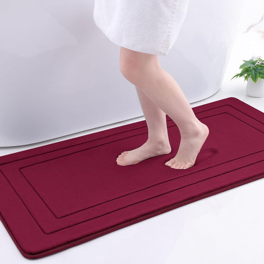Arotive Memory Foam Bathroom Rug Mat 47x24, Ultra Soft and Absorbent Bath Mat, Machine Wash Dry, Comfortable Bath Rug Carpet for Bathroom Floor, Tub and Shower, Burgundy