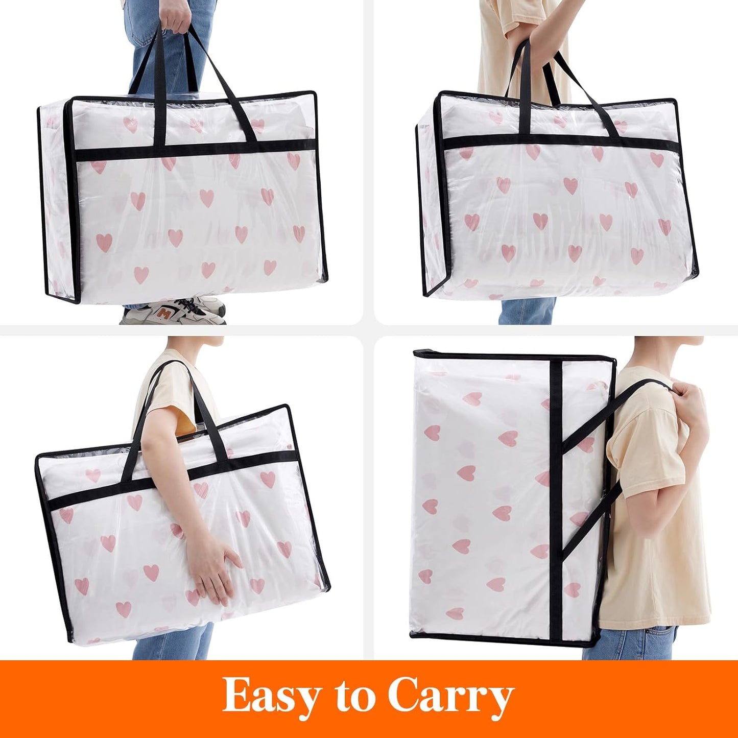 Lifewit 8 Pack Clear Clothes Storage Bags, 60L Plastic Blanket Storage Bag, Vinyl Foldable Moving Bags with Zipper, Closet Organizers and Storage Containers for Bedding, Duvet, Comforter