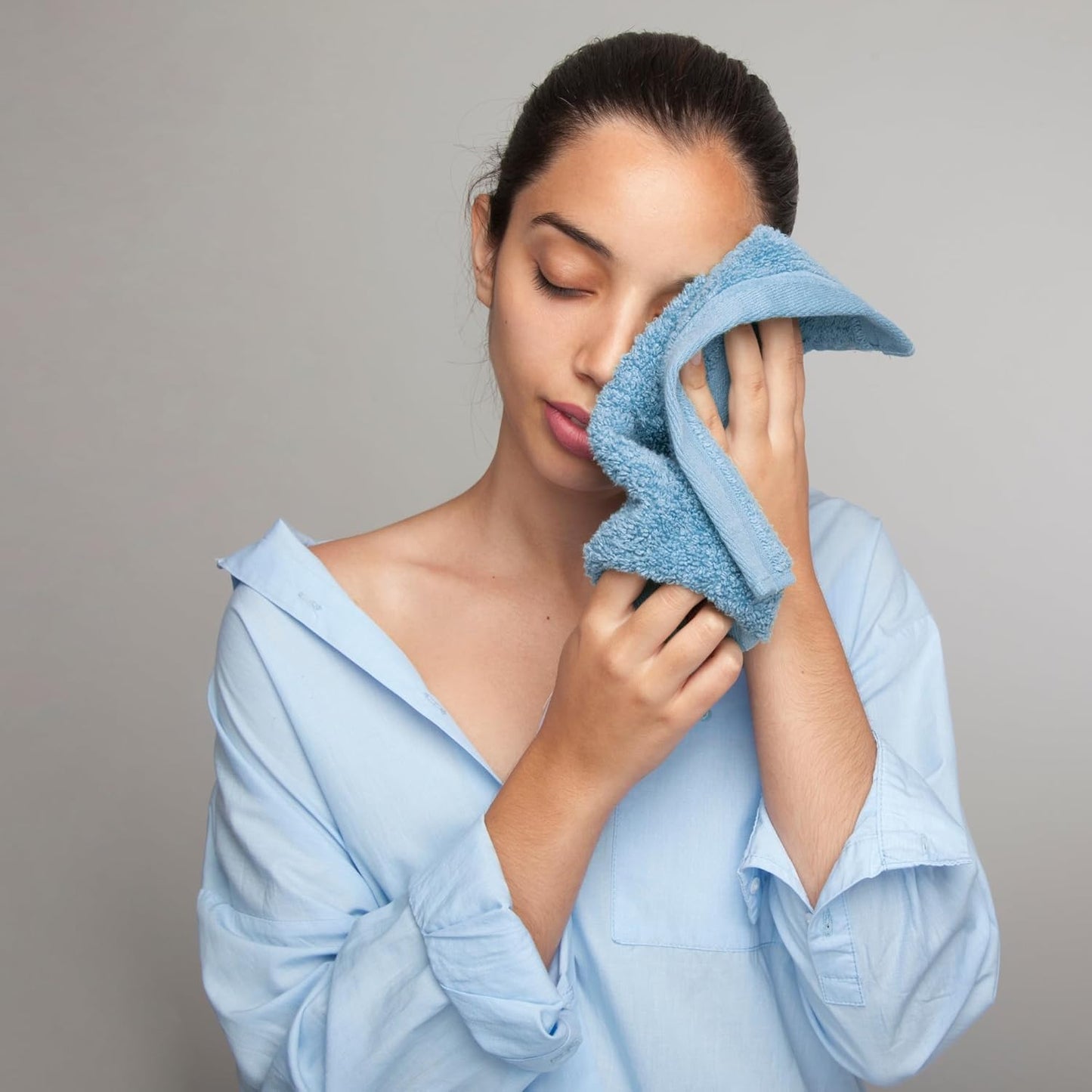 Infinitee Xclusives Luxury Wash Cloths for Showering [13x13] – 100% Cotton Washcloths [Pack of 12], Soft and Absorbent Face Towels for Bathroom Wash Clothes, Gym, and Spa (Tranquil Navy)