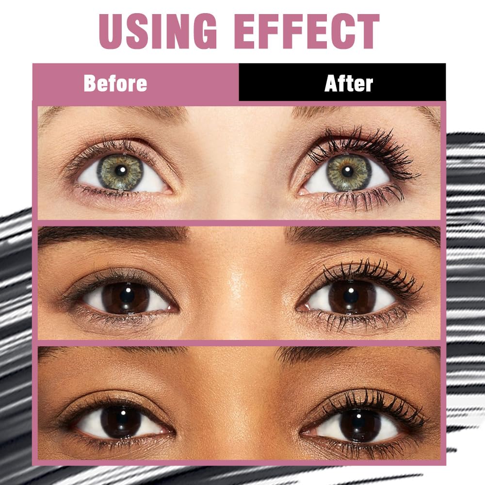 5 Pack Mascara Bulk, Multipack Mini Black Mascara Pack for Women, Waterproof Voluminous Original Volume Building Eyelash Makeup Set, Lengthening, Defining, Curling, Multiplying, Cruelty Free