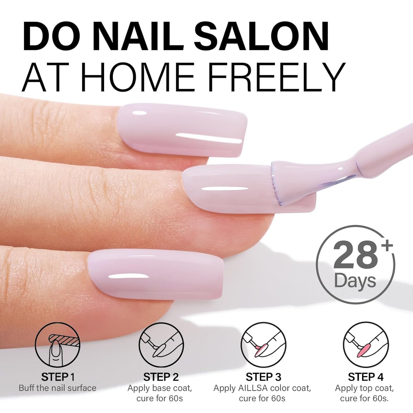 AILLSA Light Pink Nail Gel Polish Nude Baby Pink Gels Polish Color Fall Winter Mauve Jelly Nails Art Natural Nail Polish Soak Off U V Gel Nail Manicure at Home Holiday Gift For Women 0.51 Fl Oz