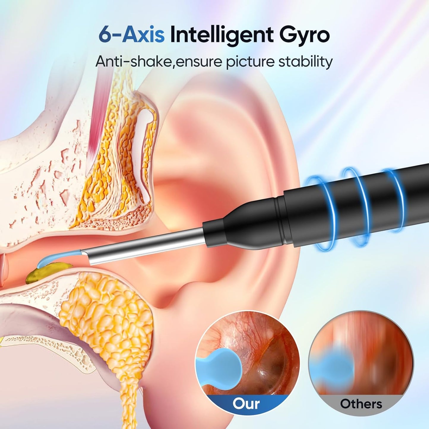 Ear Wax Removal Tool Camera with 8 Kits & 5 Ear Spoon, Ear Cleaner with Camera 1080P HD, Earwax Removal Kit with 6 LED Lights, Ear Wax Removal Kit for iOS & Android