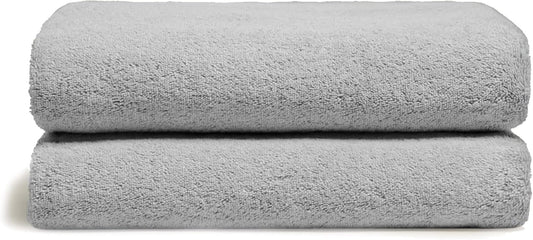 Italic Ultraplush 100% Australian Cotton Towels - Set of 2 Luxury Bath Towels, Quick Dry Plush and Absorbent, Heavy Duty Large Bath Towels, 800GSM Towels for Bathroom & Spa (Light Gray)