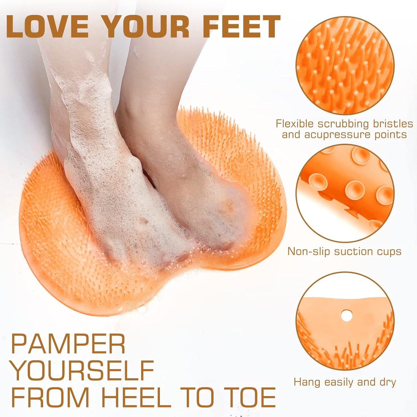 Shower Foot Scrubber Mat Back Washer Back Exfoliating Bath Wash Pad Wall Mounted Slip Suction Cups Foot Scrubber for Use in Shower Cups Foot Cleaner for Men and Women