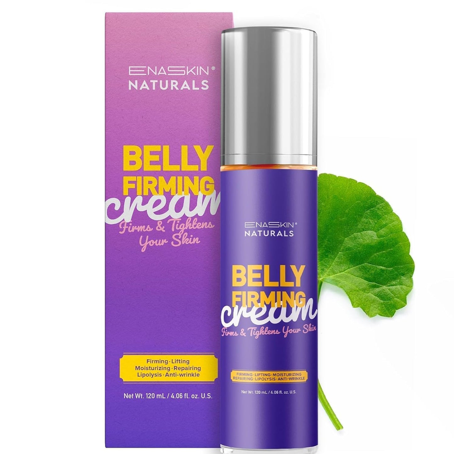 Enaskin Naturals Belly Firming Cream: Hibiscus & Honey Skin Tightening Cellulite Cream - Women Body Lotion for Firmness and Lift of Thighs & Stomach - Tummy Butter Stretch Marks - 120ML