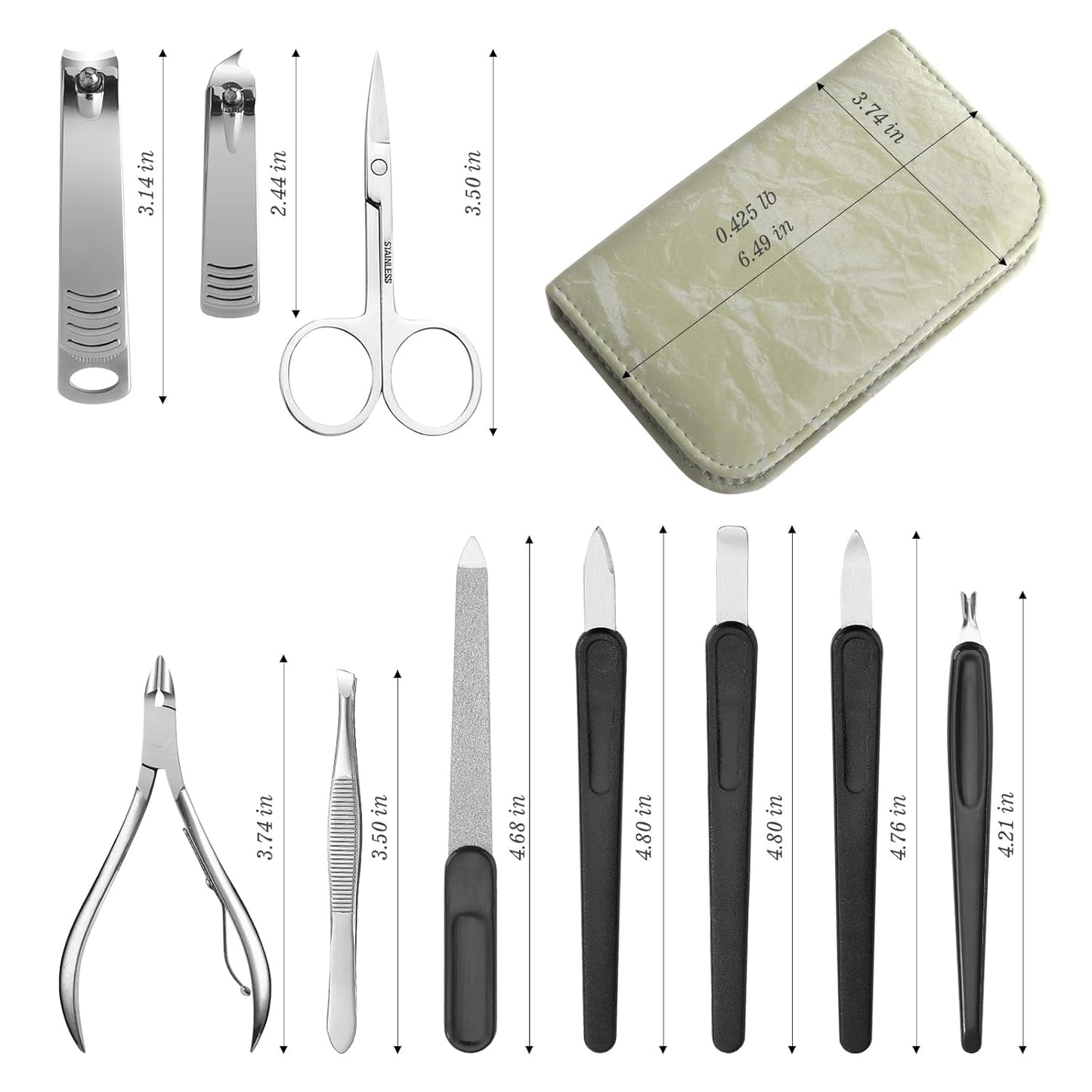 Manicure Pedicure Set, Nail Clipper Set 10-Piece Set Professional Manicure Kit Nail Kit with Portable Travel Case Gift for Men Boyfriend Parent(Light Green)