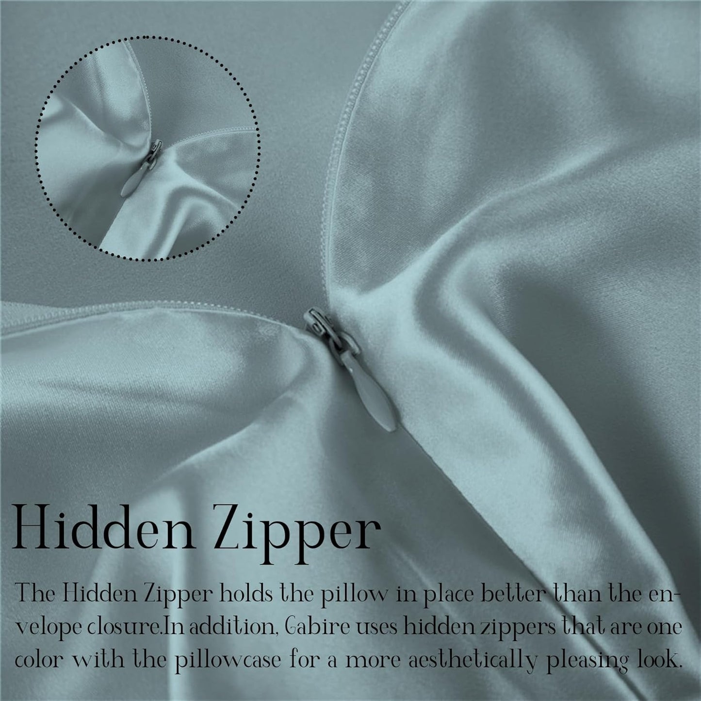 Mulberry Silk Pillowcases Set of 2, Both Sides Real Silk Pillowcase for Hair and Skin Prevent Acne Pillowcase Organic Silk Pillow case 2 Pack with Hidden Zipper, Haze Blue, Standard (20"×26")