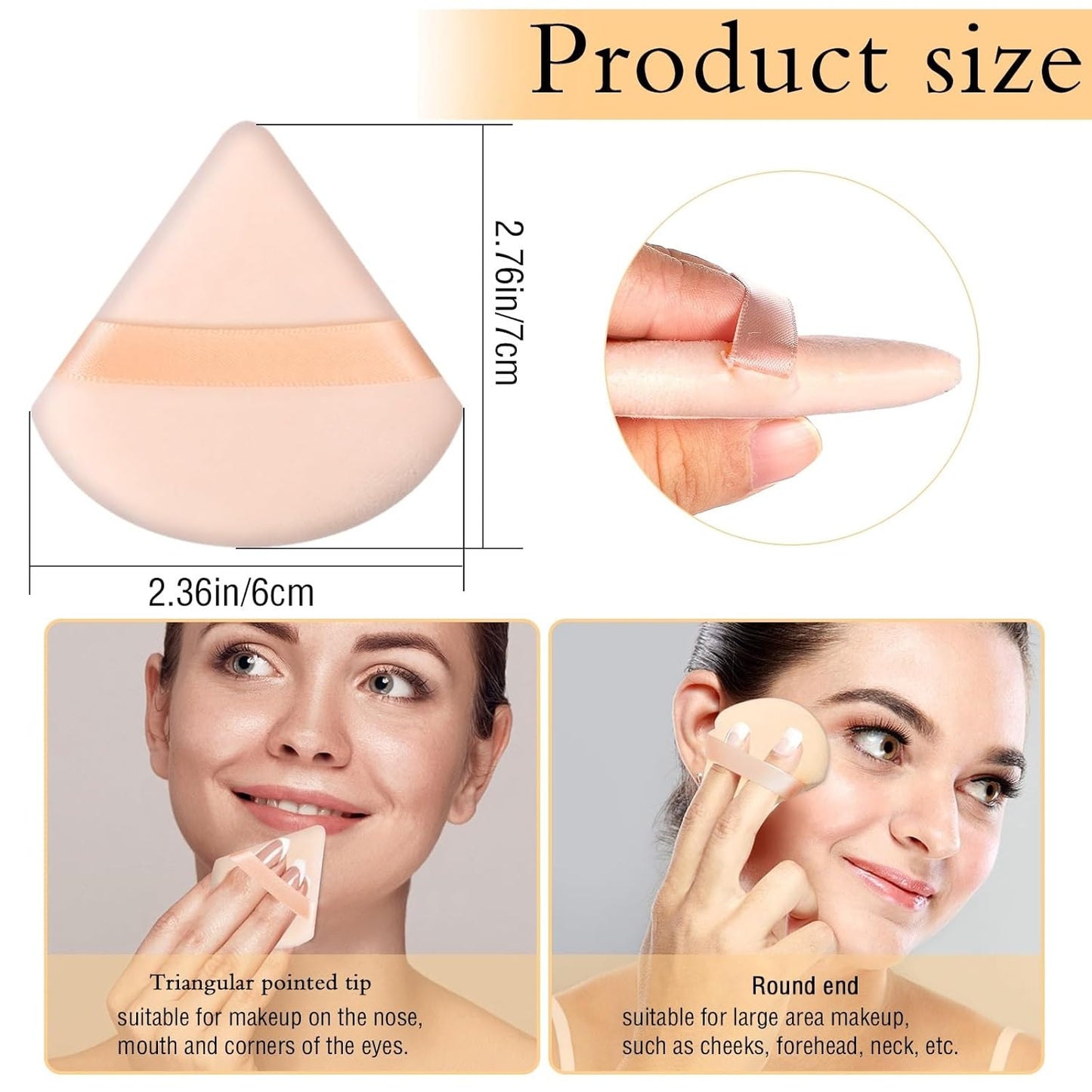 6 Pieces Triangle Powder Puff Soft Makeup Sponge Make Puff for Face Powder Cosmetic Foundation Sponge Makeup Tool Stocking Stuffers for Women (Flesh)