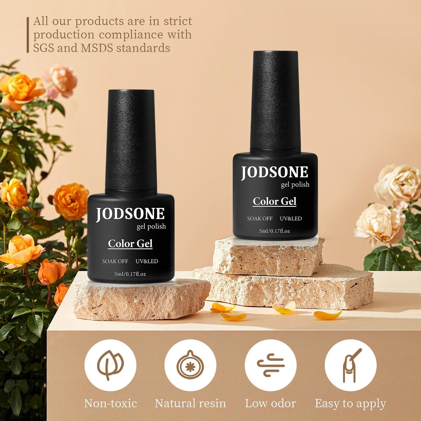 JODSONE 60 PCS Gel Nail Polish Set with 5 Bottles of Base and Glossy Matte Top Coat Soak off Gel Nail Set Suitable for All Seasons Gifts