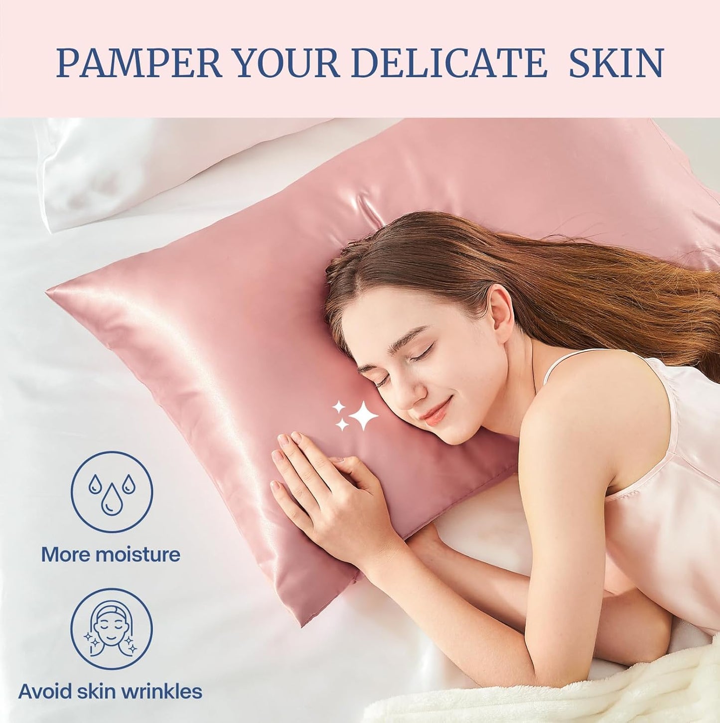 BEDELITE Satin Pillowcase for Hair and Skin, Super Soft Similar to Silk Pillow Cases 4 Pack with Envelope Closure, Cooling Pillowcases for Women Men (20"x26" Standard Size, Rose Pink)