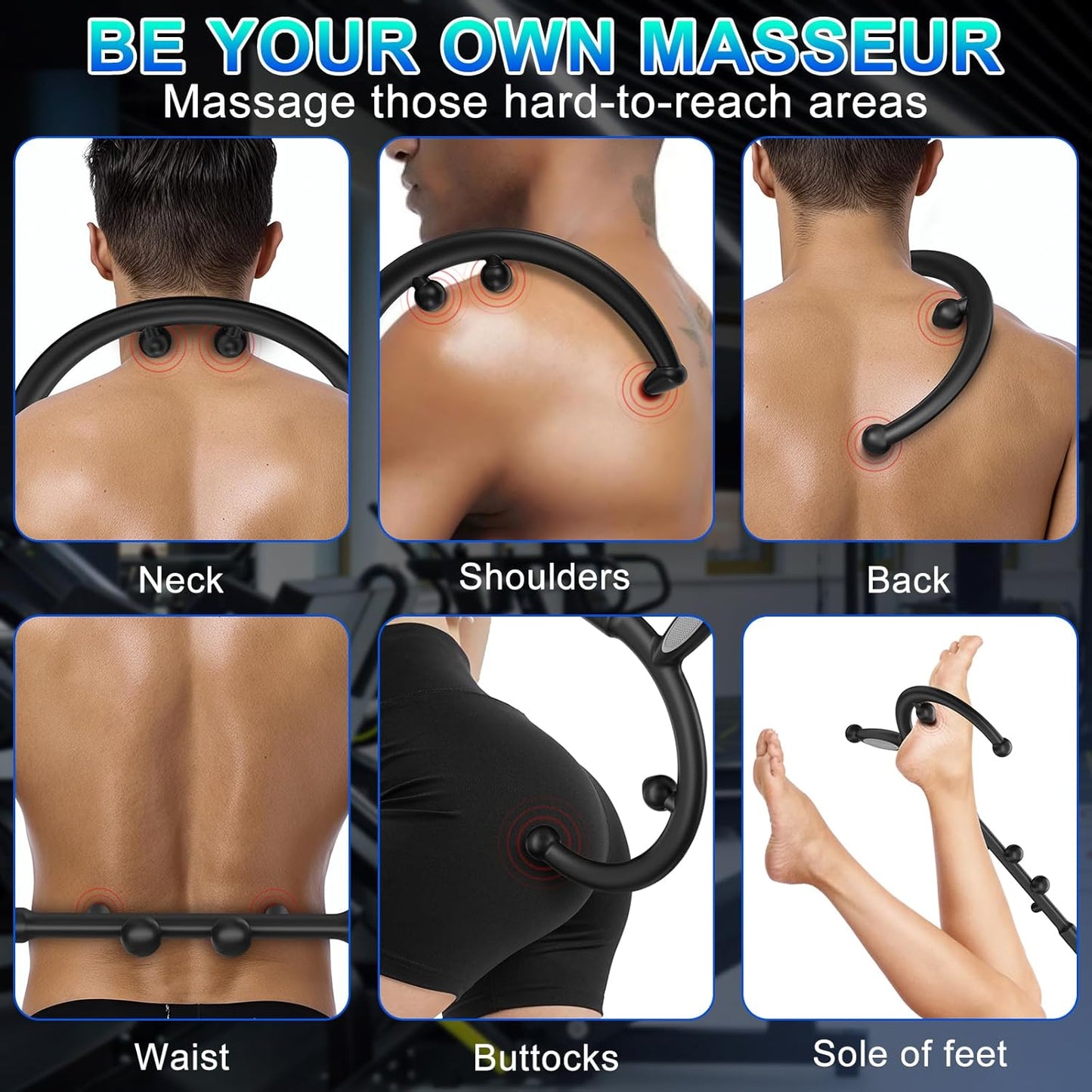 KEINE MARKE Trigger Point Massage Tool, Back Massage Tool, Pressure Point Massage Tool, Handheld Back, Neck, Shoulder, Leg and Feet Massage Hook for Men & Women (Classic Black)