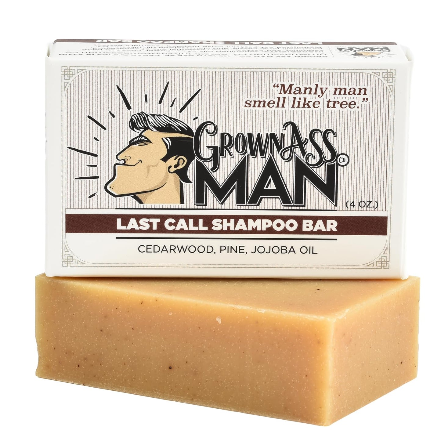 Grown Ass Man Co. - Solid Shampoo Bar Rich Lather 3 in 1: Hair, Beard & Body Wash - Plastic Free & Eco-Friendly, Natural & Organic Clean for All Hair Types, 4oz Bar (Last Call, Single)