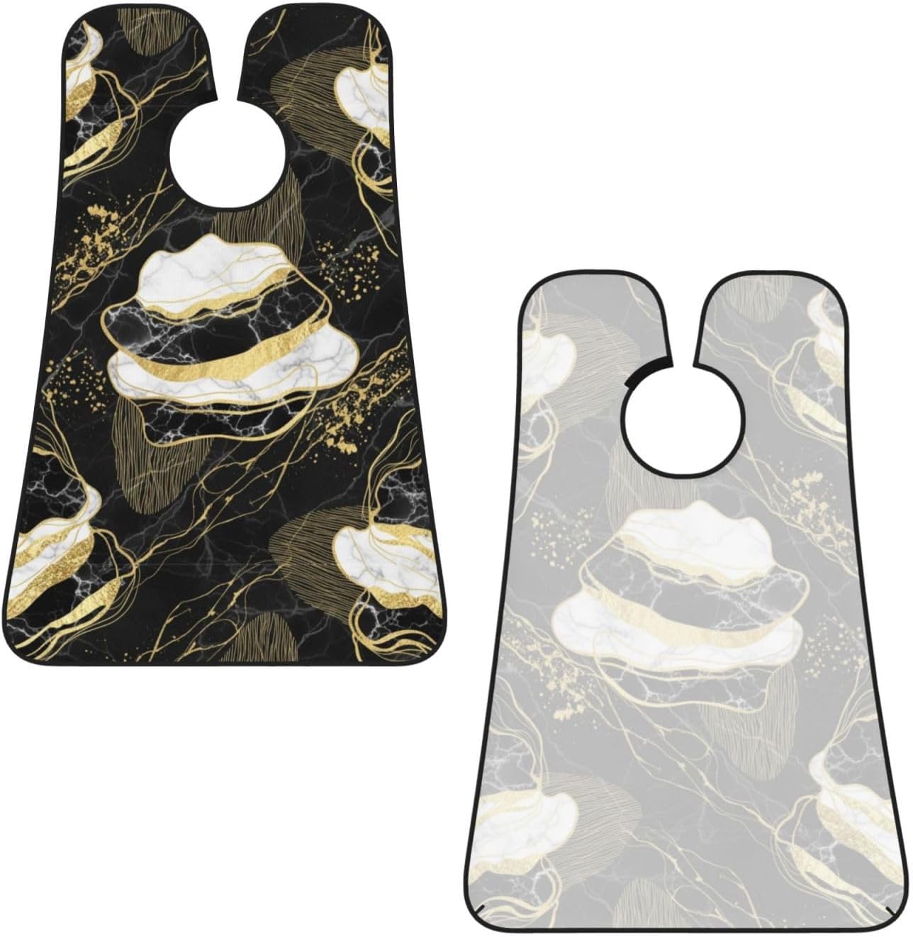 Beard Hair Catcher for Men, Waterproof Shaving Bib Apron Non-Stick, Trimming Tool for Dad Husband, Gold Black Marble Shave Bib