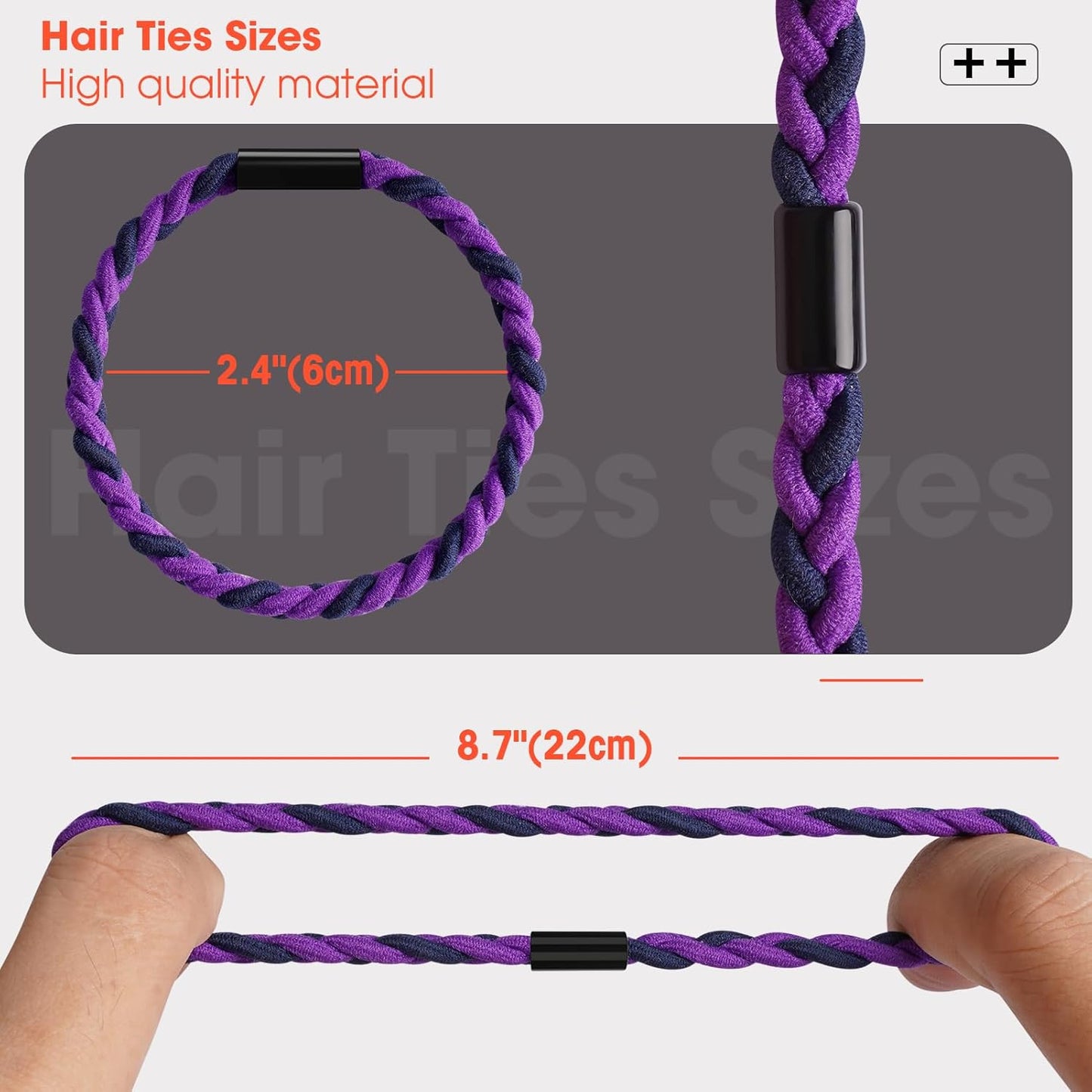 EasYoung 10pcs Braided Hair Ties for Thick, Curly Hair - No Crease Coils for Men's Buns & Women's Long Hair