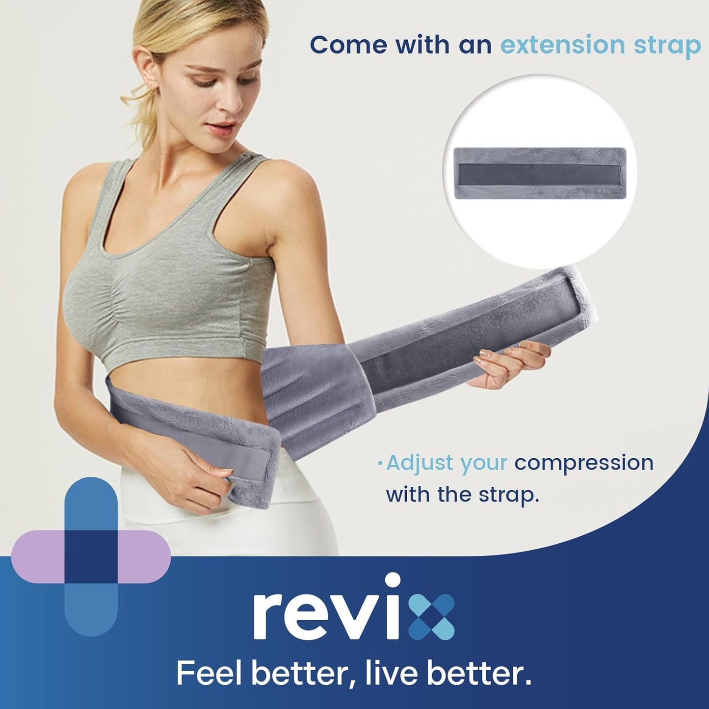 REVIX Microwavable Heating Pad for Back, Extra Large Microwave Heated Pack with Moist Heat for Waist, Stomach, and Shoulder, Unscented Hot or Cold Pack, Gray