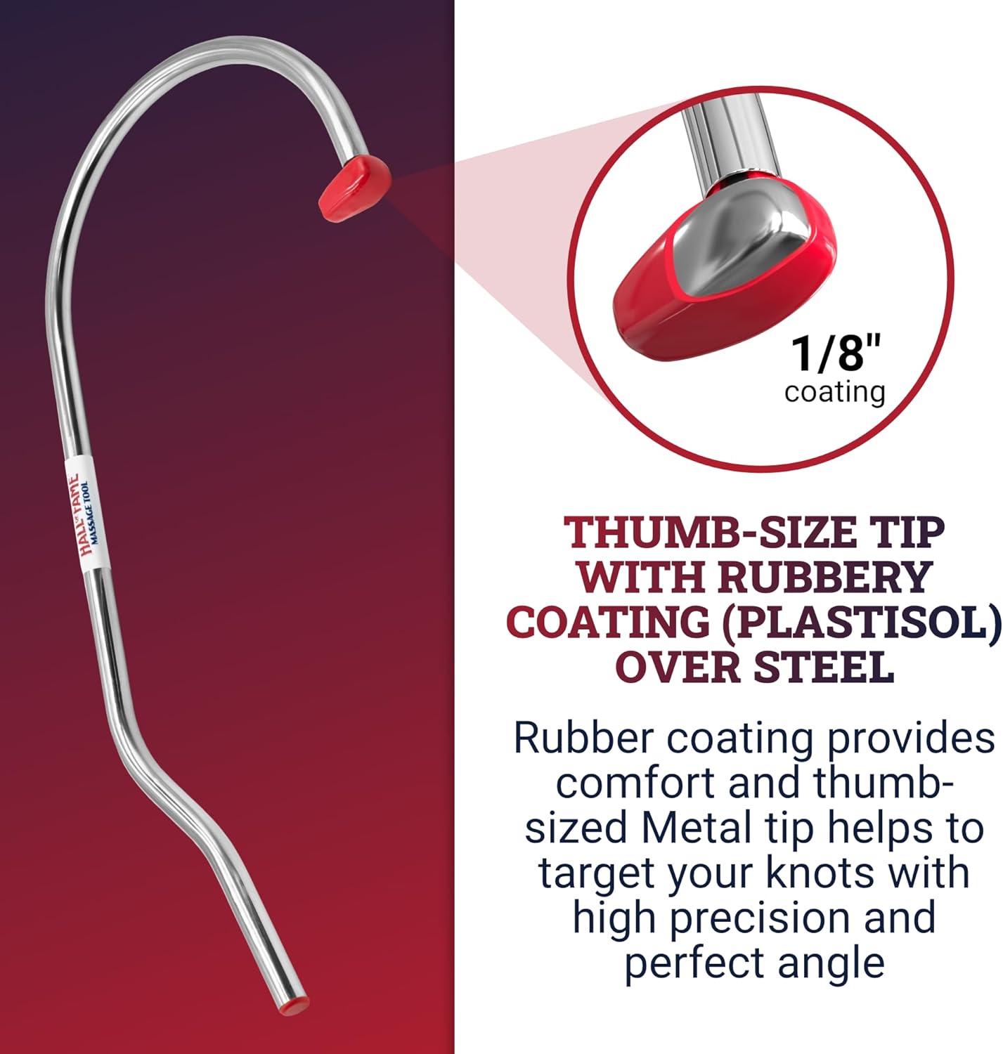 Hall of Fame Neck & Back Massager Tool - Trigger Point Massage Tool with Self Massage Hook for Pain Relief, Shoulder, Neck, and Back Muscle Knot Remover - Gift for Men and Women