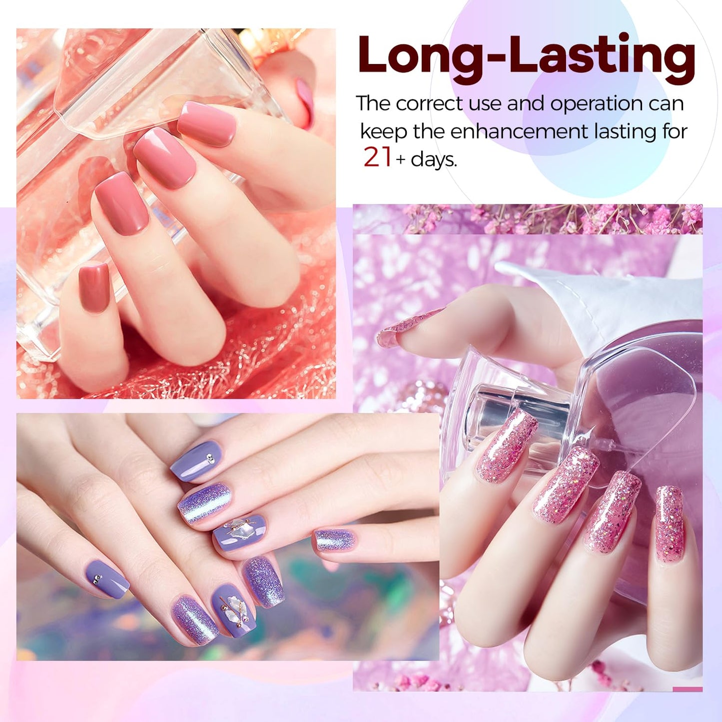 JODSONE 100 PCS Gel Nail Polish Starter Kit with U V Light 95 Colors Macarons Combined with Dark Colors Nail Gel No Wipe Base Coat Top Matte Coat Long Lasting Shine