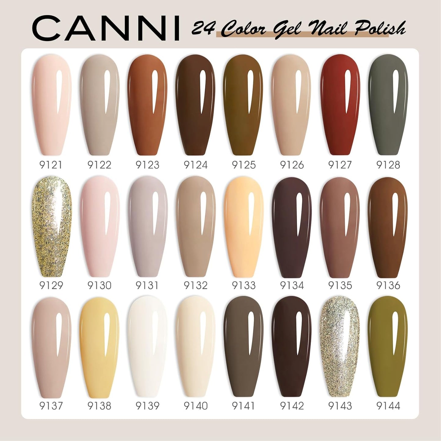 CANNI 30Pcs 9ML Hema-free Gel Nail Polish Set,Nude Brown Red Glitter Gold Gel Polish Kit Soak Off LED Nail Gel Polish Set Nail Art Starter Manicure Salon DIY at Home