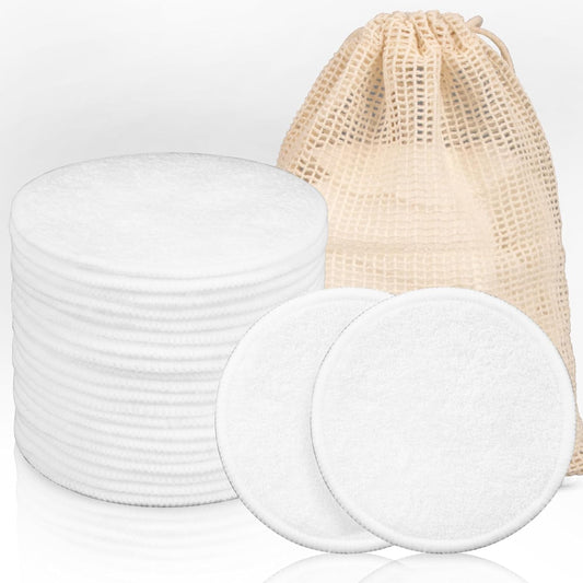 Round Reusable Cotton Rounds 15PCS with a Mesh Washable Laundry Bag Reusable Makeup Remover Pads for All Skin Types Soft Cotton Pads for Makeup Removal for Facial Cleansing Skincare Pads