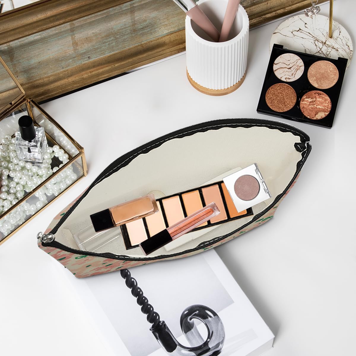 3pcs Colorful Flower Makeup Bag, Retro Botanical Flower Cosmetic Bag, Christmas Wedding Anniversary Birthday Friendship Gifts for Women Girls Best Friends Sister Bestie Grandma Travel Toiletry Bag