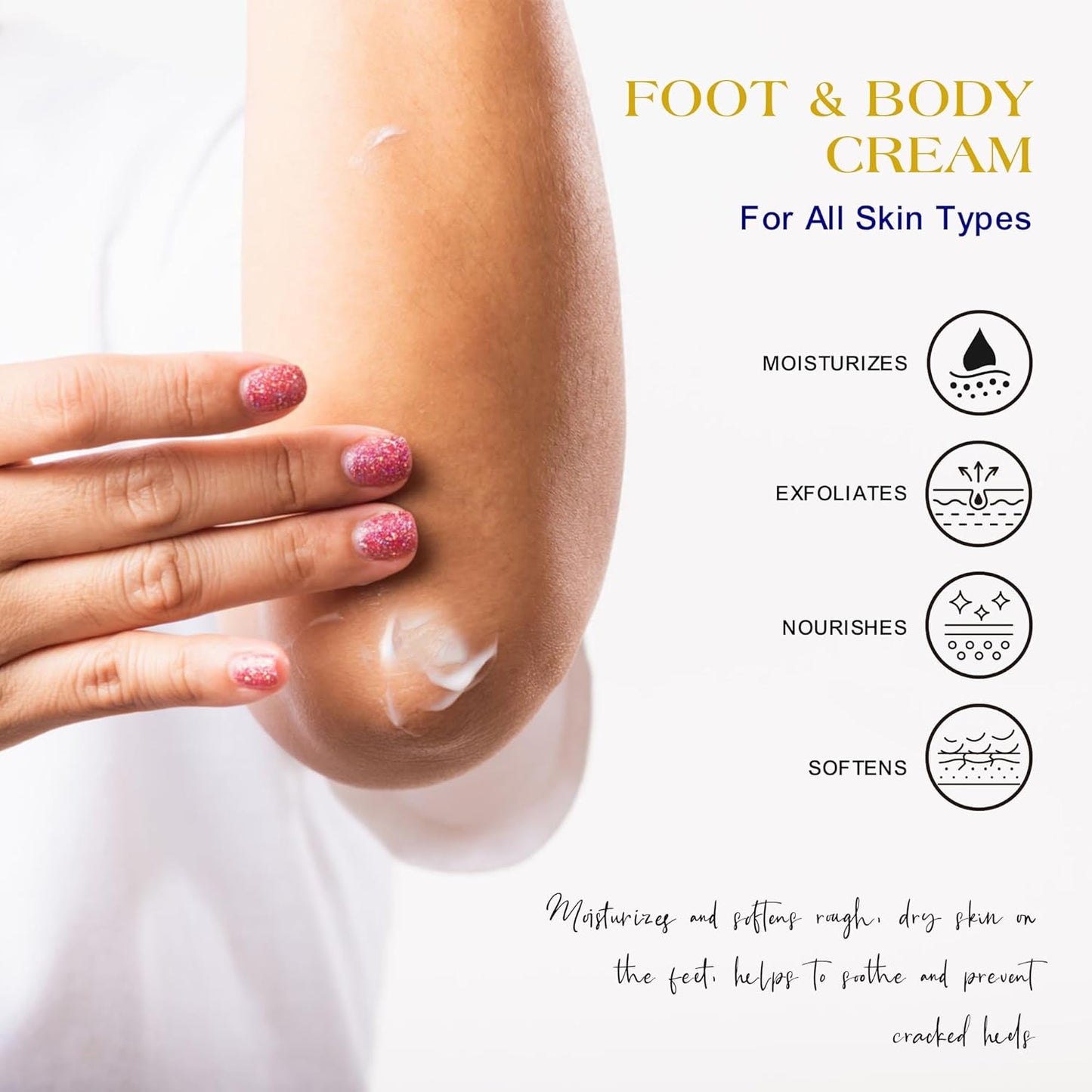 Urea Cream 42% - Foot Care for Dry Cracked Heels, Foot Lotion - With 2% Salicylic Acid, Tea Tree Oil, Shea Butter, Aloe Vera - For Feet, Hands, Heels, Elbows, Knees and More - 6 oz