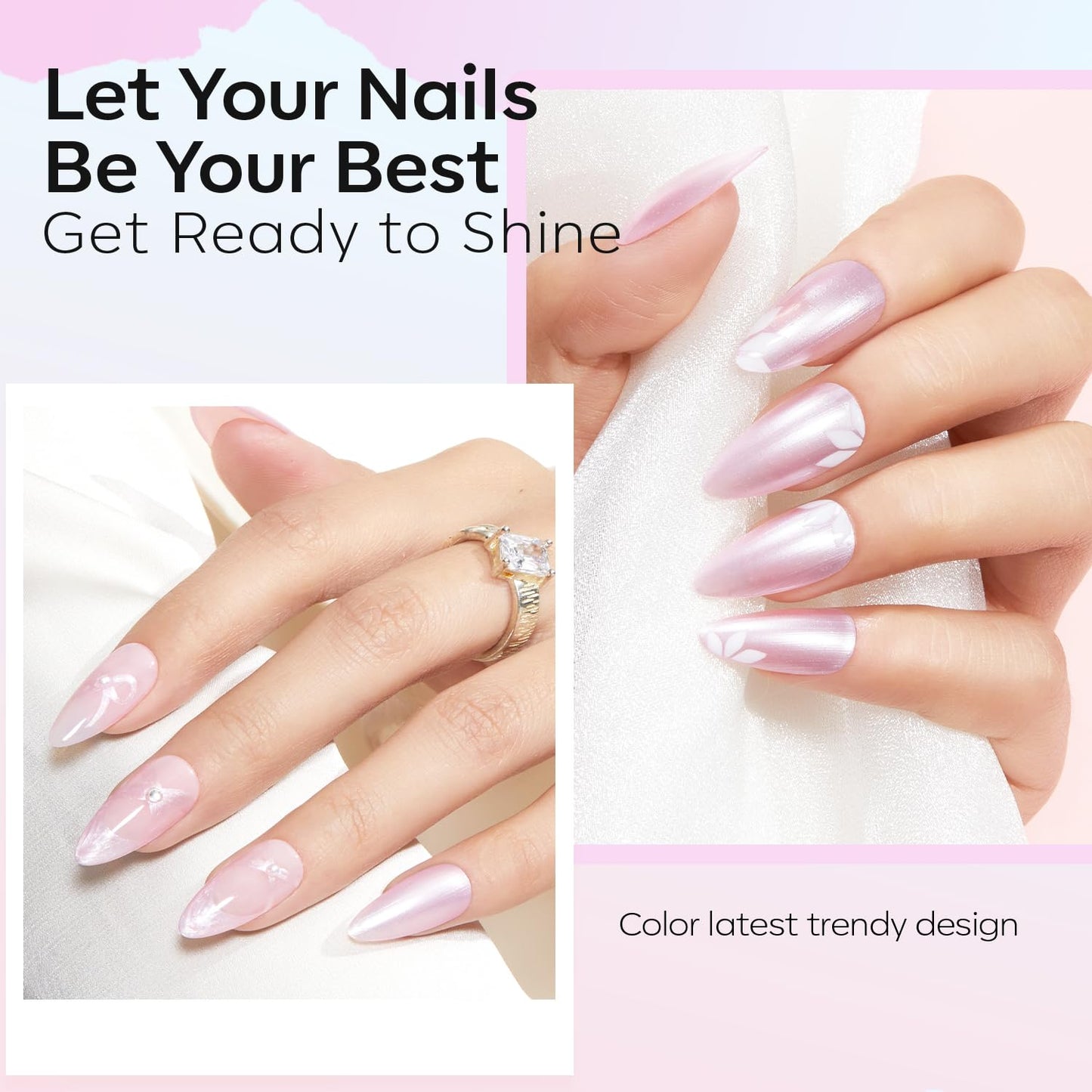 modelones Glazed Pink Nail Polish, Shimmer Pearl Pink 15 ml Quick Dry Nail Lacquer Strengthener Long Last Shine Fingernail Toe Nail Art DIY Home Travel Manicure Gift for Women Girls 0.5 Fl Oz