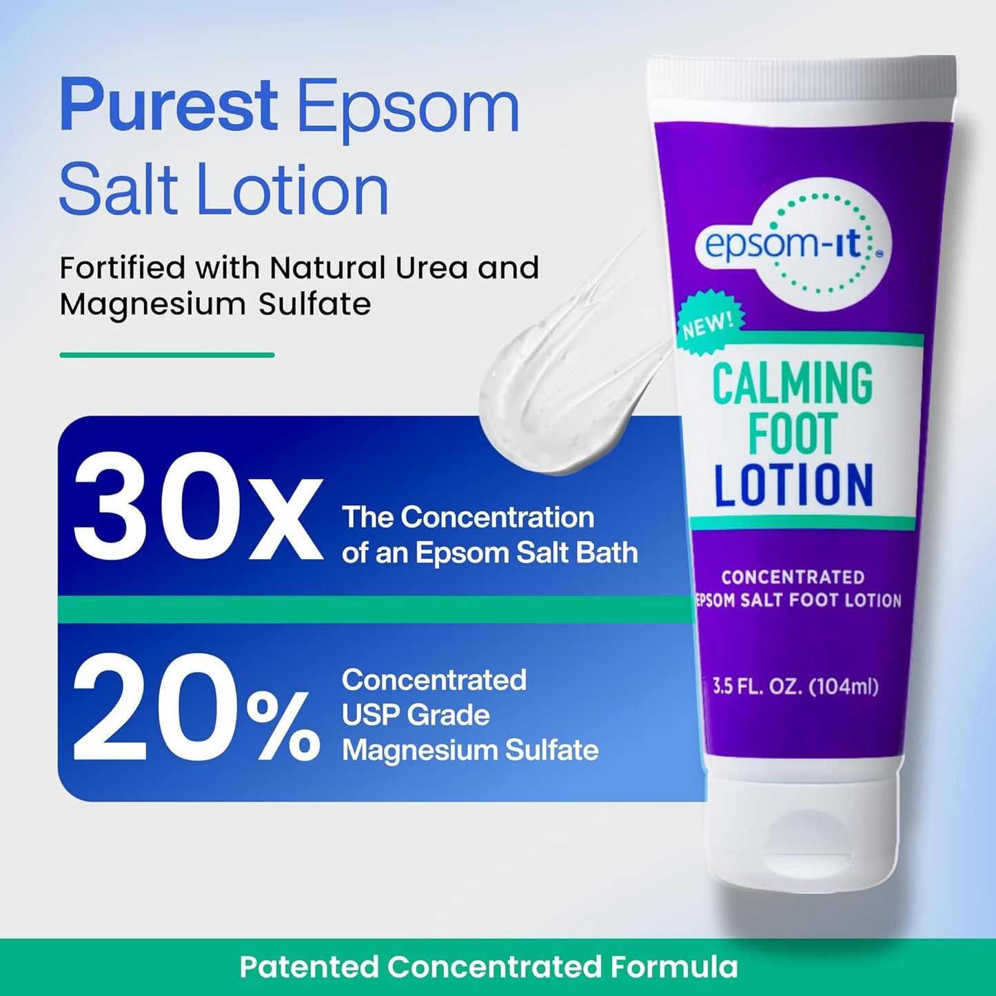 Epsom-It Calming Foot Lotion Set - Topical Magnesium Cream & Rollerball for Feet & Ankles, Epsom Salt Magnesium Sulfate Rub, Soften Tough Skin & Cracked Heels, Stiffness in Legs, Knees and Feet, 3.5oz