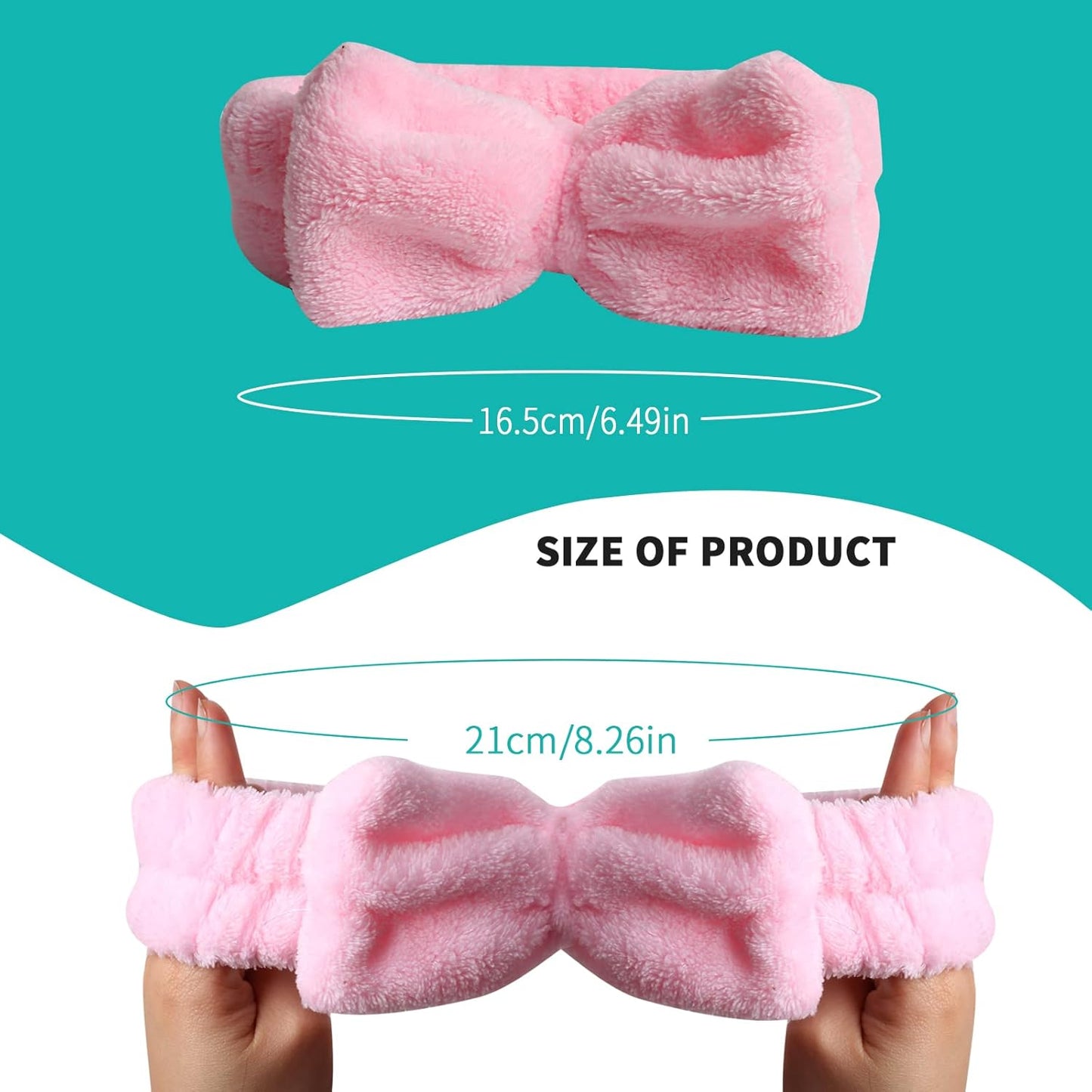 WSYUB 3Pcs Spa Headband, Makeup Headband for Washing Face, Bow Headbands for Women, Fluffy Skincare Headbands Microfiber Bow Knot Hair Band, Pink, Yellow, Dark Blue