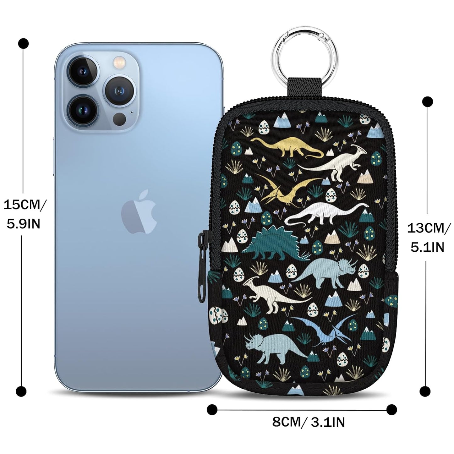 Cute Dinosaur Hand Sanitizer Spray Case, Hand Sanitizer Holder Zippered Pouch, Fashion Accessory with Snap Hook for Glow Mist and Power Mist 1FL OZ