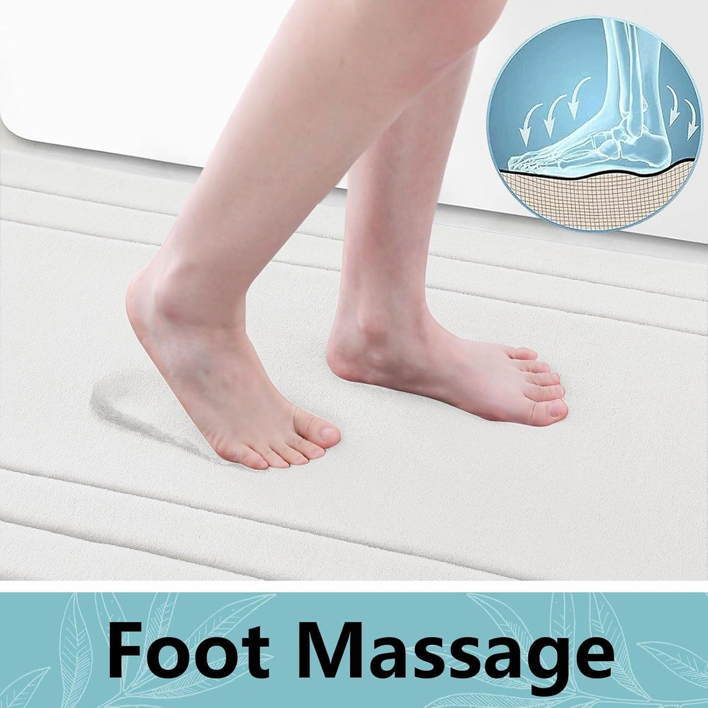 Arotive Memory Foam Bathroom Rug Mat 47x24, Ultra Soft and Absorbent Bath Mat, Machine Wash Dry, Comfortable Bath Rug Carpet for Bathroom Floor, Tub and Shower, Ivory