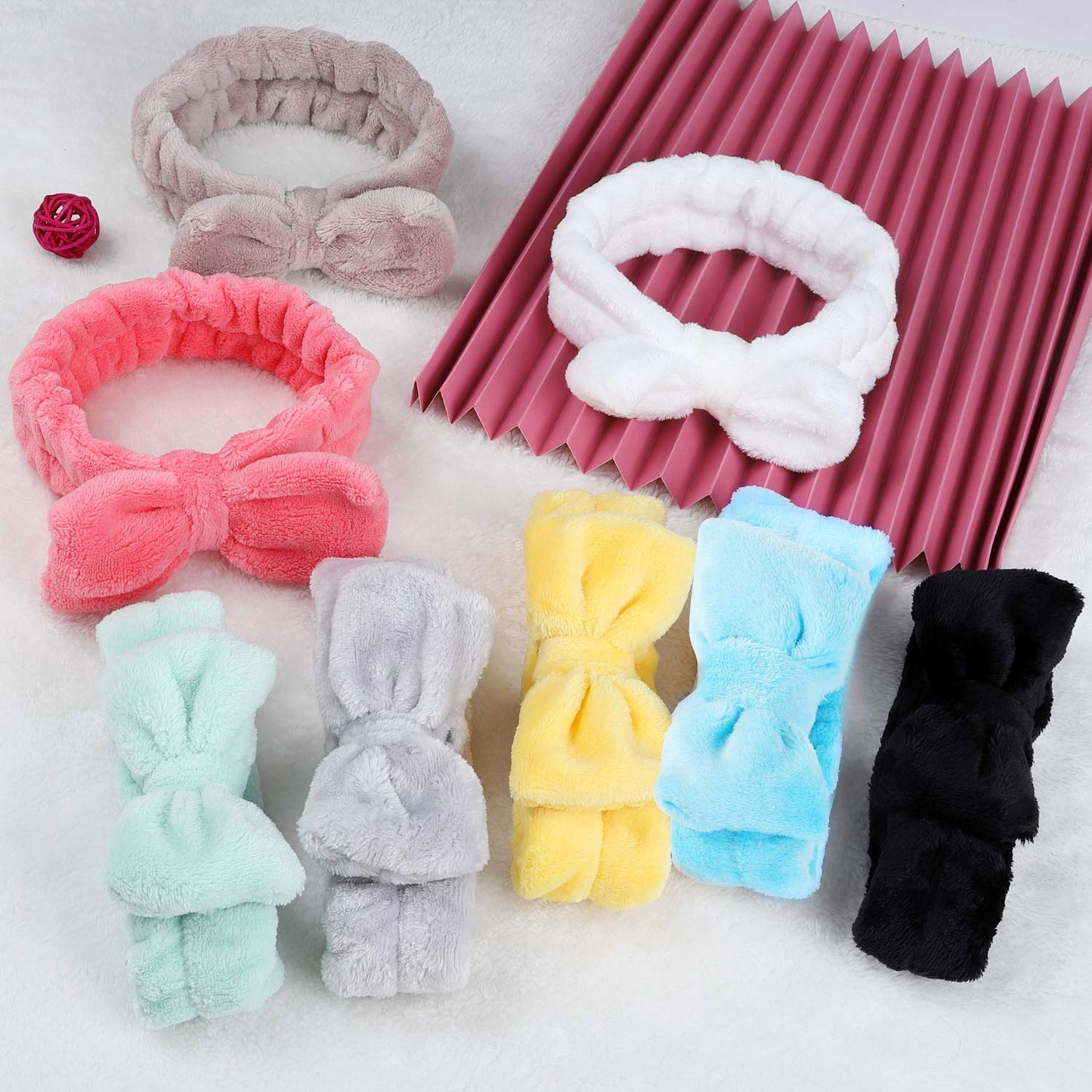 Stocking Stuffers for Teen Girls, 8 Pack Bow Spa Skincare Headband for Washing Face, Christmas Gifts Spa Party Favors Bulk Gifts for Teens Girls