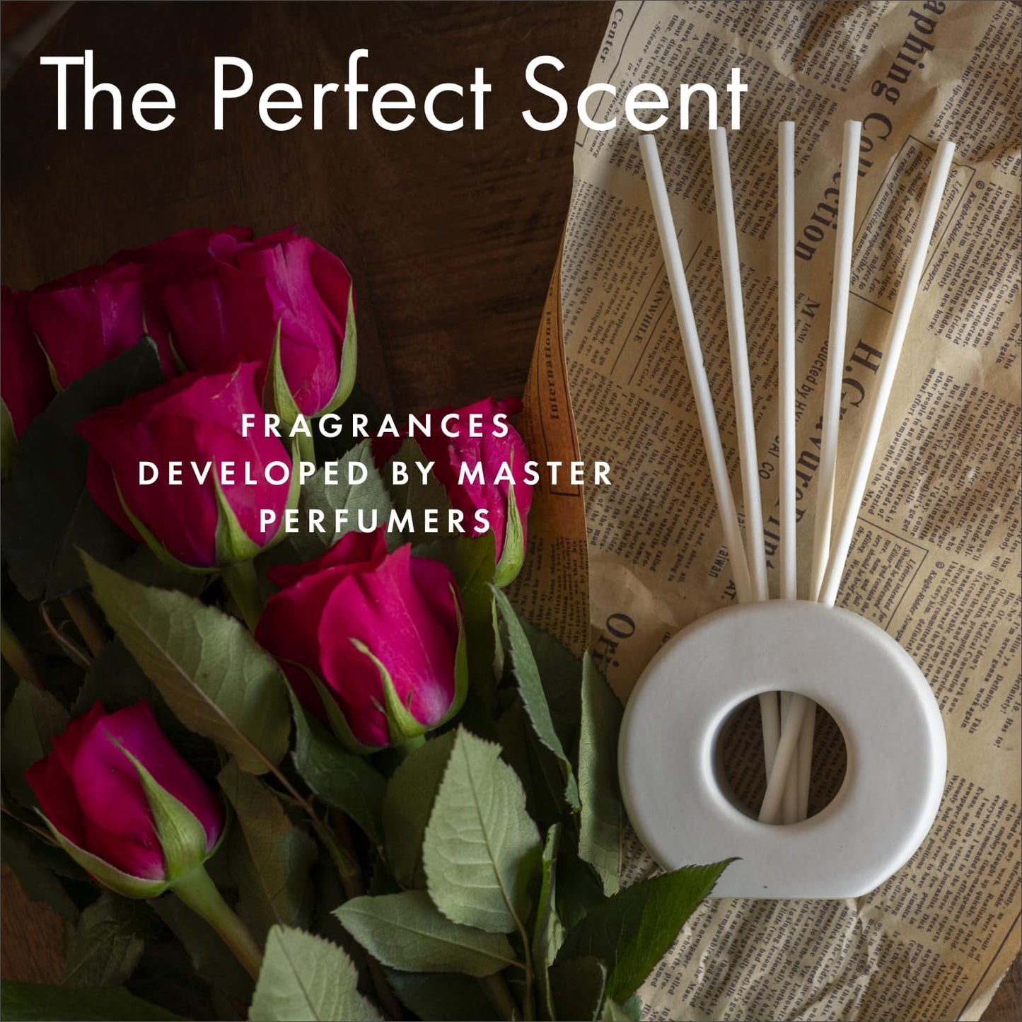 ScentAir Infused Liquidless Reeds | Includes 25 Flameless Reeds and 1 Decorative Vase, White | Essential Oil Aroma Diffuser Sticks | Fresh Spa Scents | Gifting Fragrance | Black Orchid