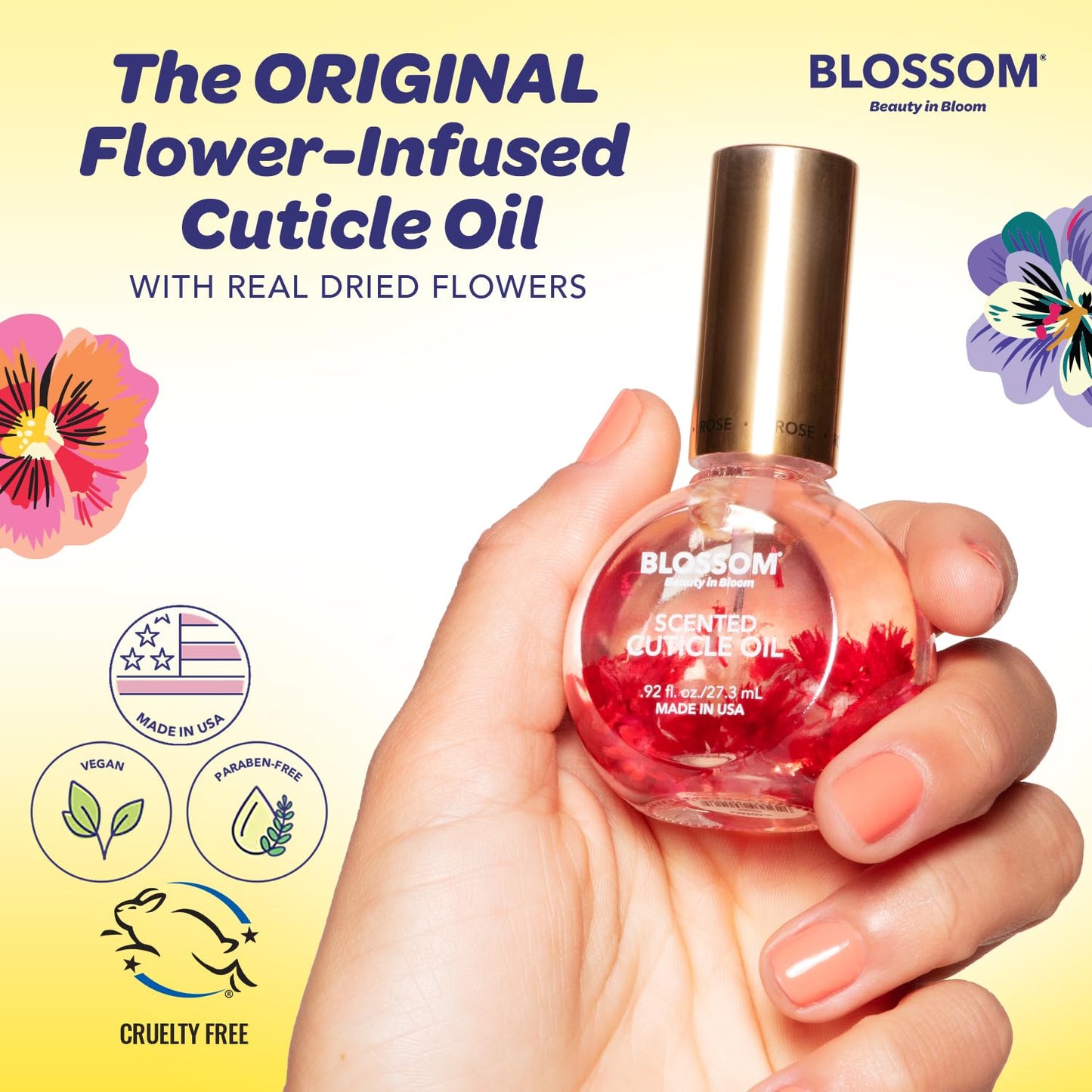 Blossom Cuticle Oil for Nails, Hydrating, Moisturizing, Scented Nail Oil Cuticle Care, Infused with Real Flowers, Made in USA, 0.5 fl. oz, Amazon Exclusive, Lemon Cookie
