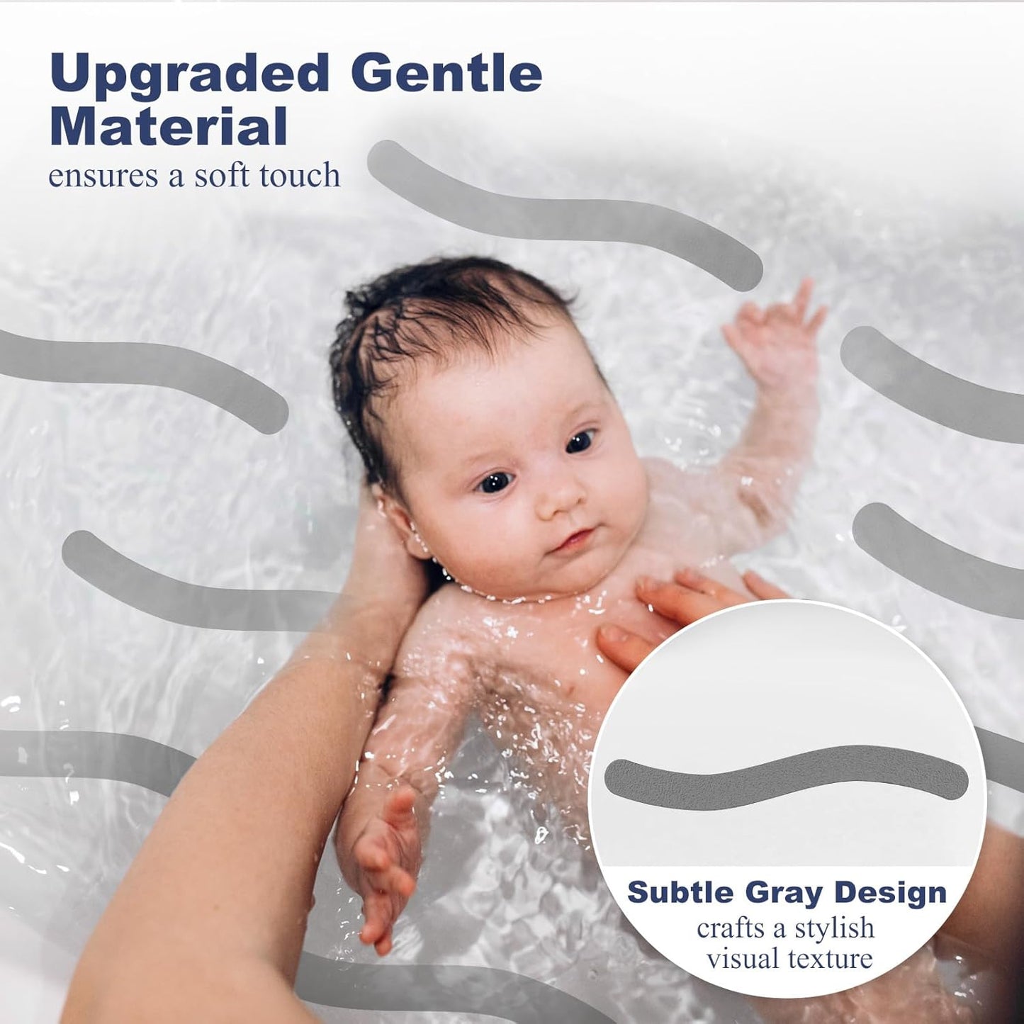 28 PCS Shower Floor Non Slip Stickers with Strong Adhesive, Invisible & Durable Anti Slip Shower Stickers with Scraper for Bath Tub, Pools and Stairs(Grey,Wavy)