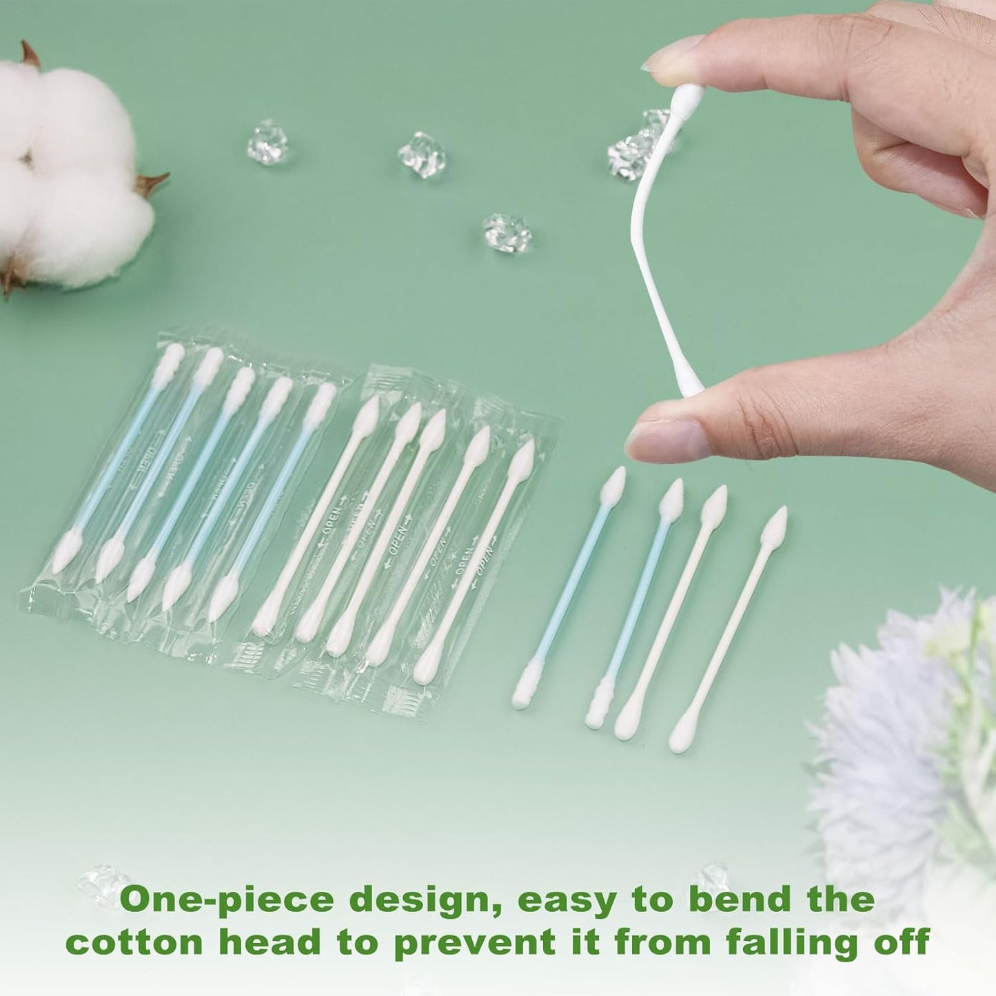 Cotton Swabs Individually Wrapped Travel Cotton Swabs, Cotton Stick Spiral Pointed Cotton Swab, Round Tip Cotton Swab, Double Tipped Cotton Swabs for Ear Makeup Cleaning Care (200 Count)