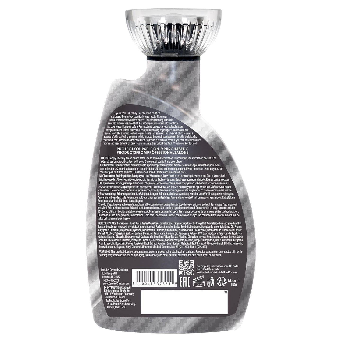 Devoted Creations Vault - Super Encapsulated DHA Bronzer Color Lock Hydration & Skin Airbrushing Blend, Time Released for Extended Results Dark Tanning Lotion