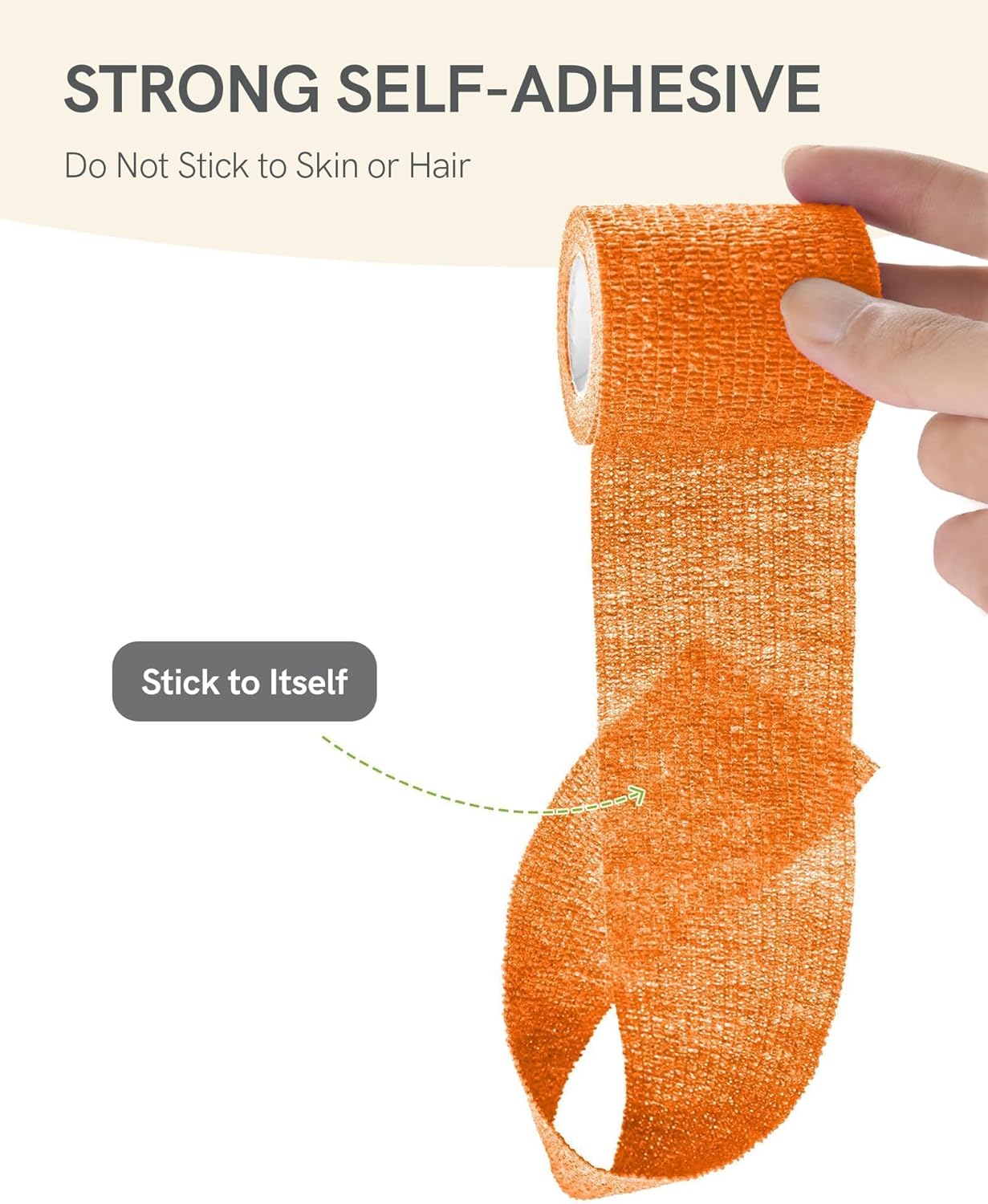 FriCARE Self Adhesive Bandage Wrap, Medical Tape in First Aid Kit, Cohesive Bandages for Wounds Sport Vet, 2 Inches X 5 Yards 6 Rolls, Orange