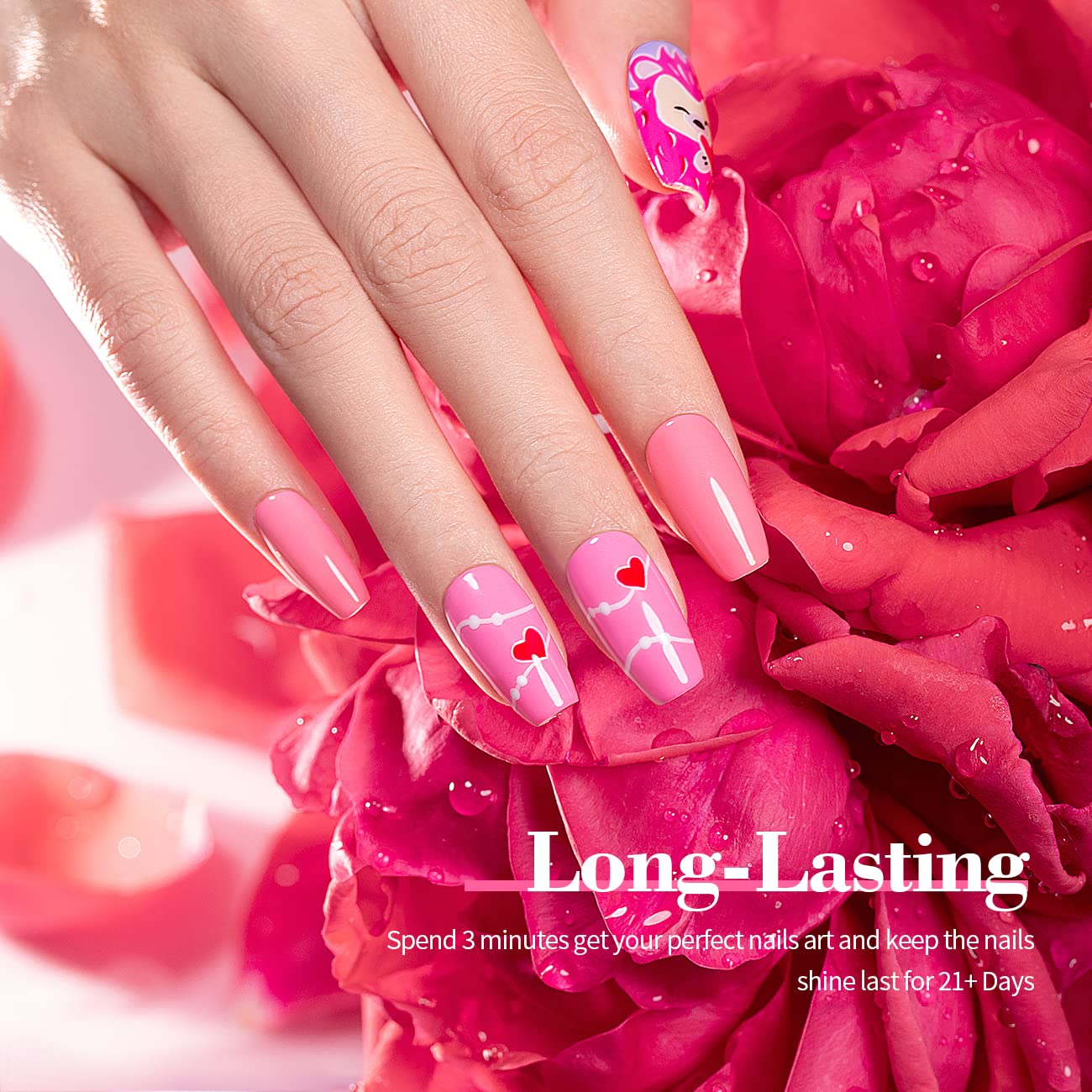 RARJSM Pink Gel Nail Polish Set 6 Pcs Pale Light Pink Neon Hot Pink Rose Glitter Fuchsia Sweet Cherry Colors Gel Polish Soak off 7.5ml UV LED Cured for Summer Home Salon Spring Nails