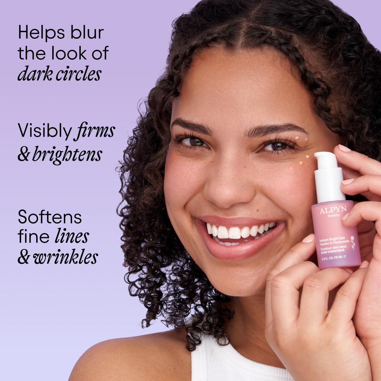 ALPYN Instant Bright Eye with Peptides & Niacinamide | Brightens Dark Circles, Visibly Firms & Softens Fine Lines | 0.5 Fl Oz / 15 ml
