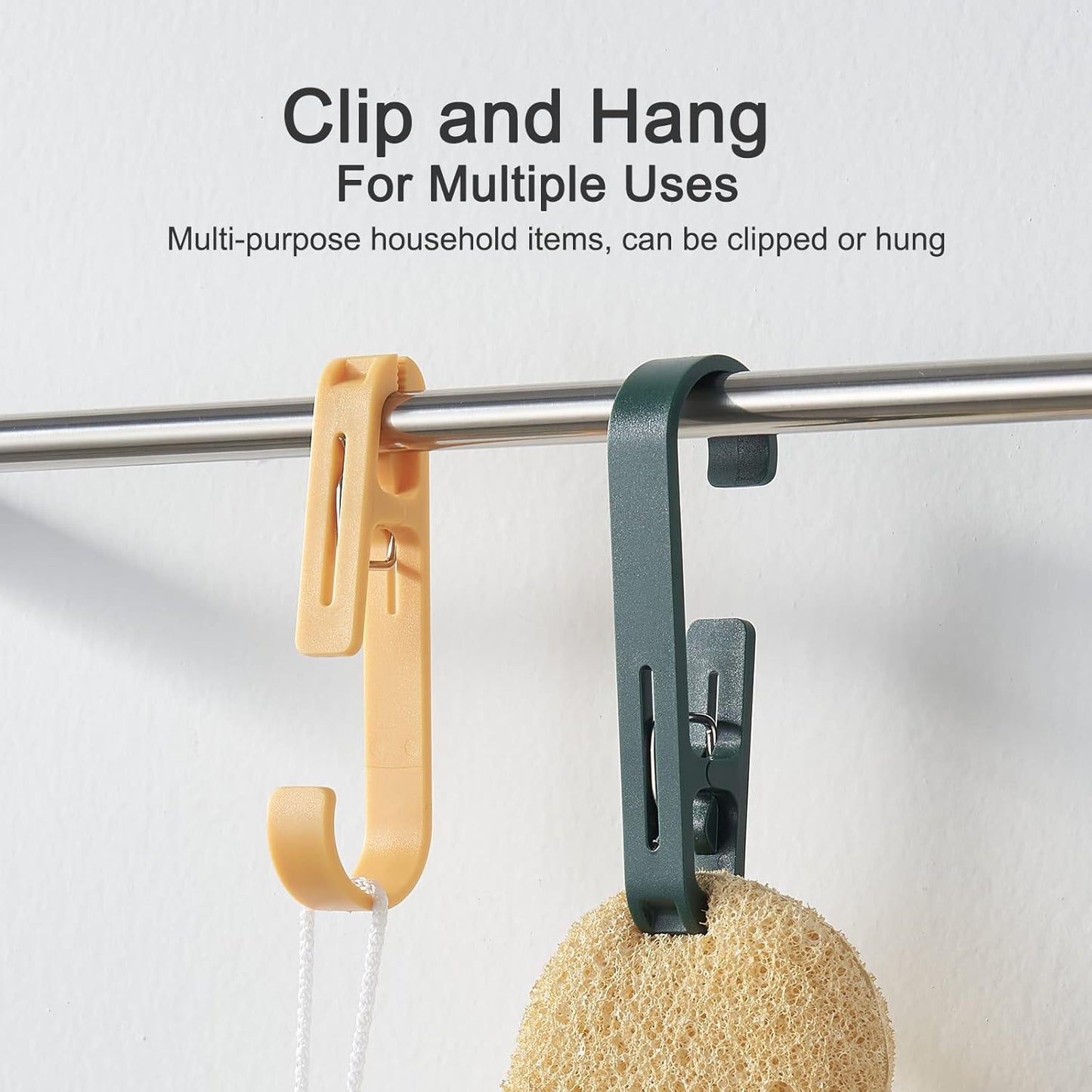 Large Clothes Pins Towel Clips, 4 Pcs Multipurpose Strong Plastic Hanger S Hook for Shower Curtain Laundry