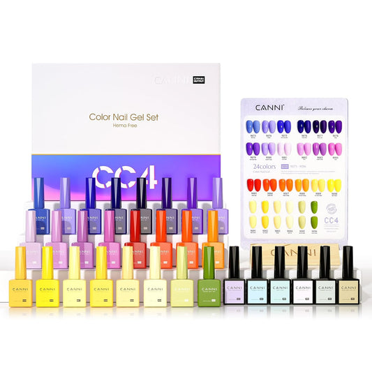 CANNI 30Pcs 9ML Hema-free Gel Nail Polish Set,Purple Gel Polish Yellow Red Orange Green Dark Purple Gel Polish Kit Color Soak Off LED Nail Art Starter Manicure Salon DIY at Home