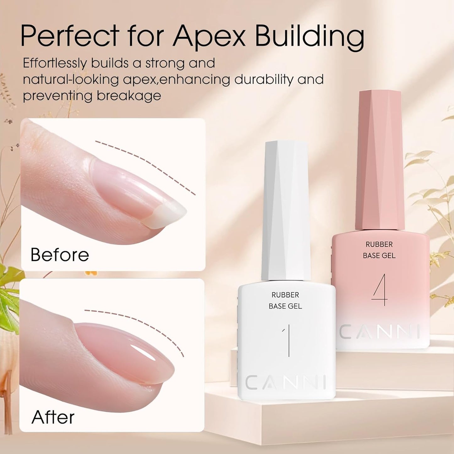 CANNI Rubber Base Gel Nail Polish Set- 6 Pcs 9 Ml Transparent Pink Rubber Base for Nails, Soak Off LED Nail Gel Manicure Kit DIY at Home Salon Gifts